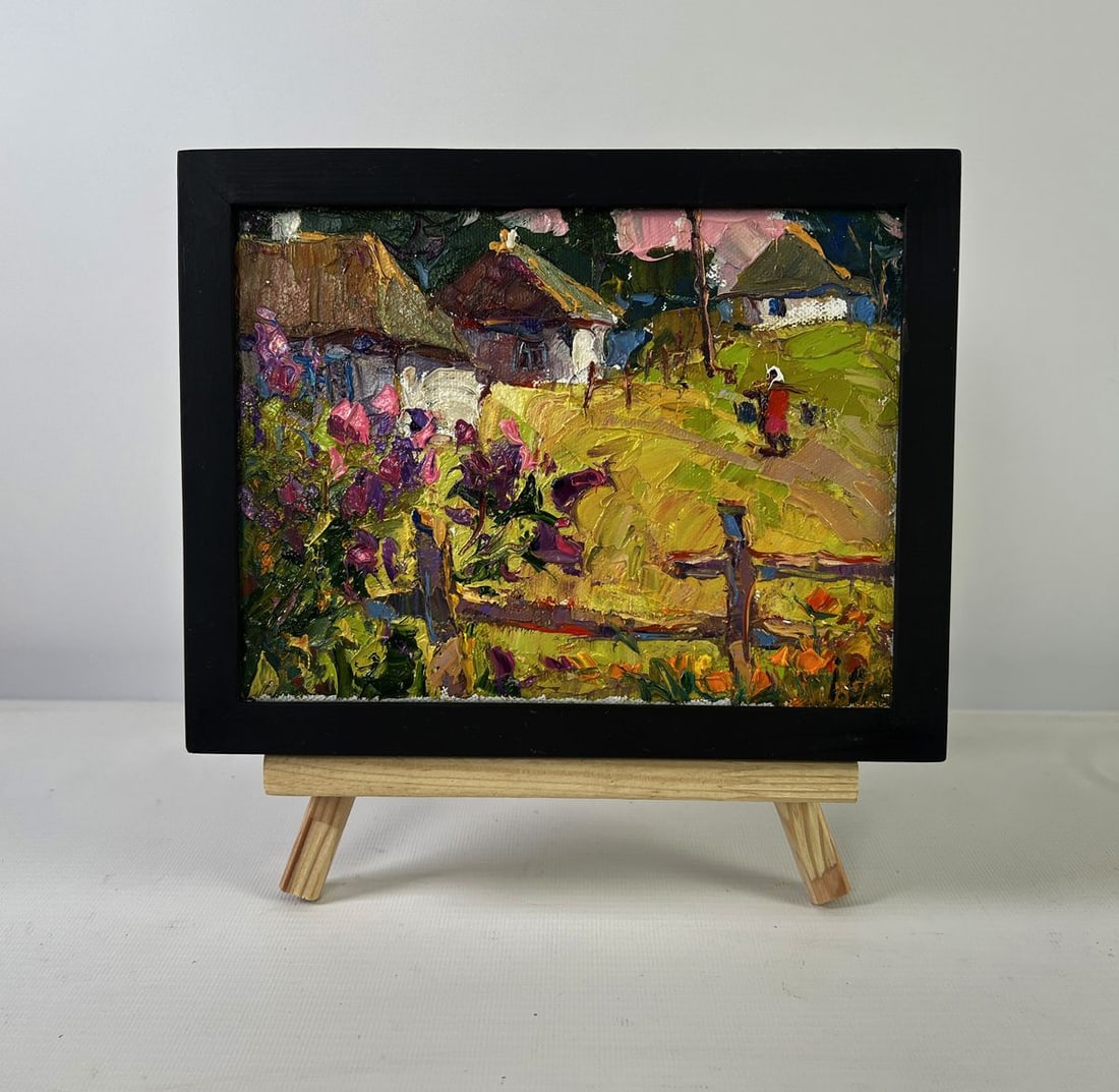 Oil painting The tenderness of dawn Oksana Ivanyuk: NoAAA5395The Oil painting on canvas titled "The Tenderness of Dawn" captures a moment of serene rural awakening, where nature and humanity exist in harmonious stillness at the break of day. With
