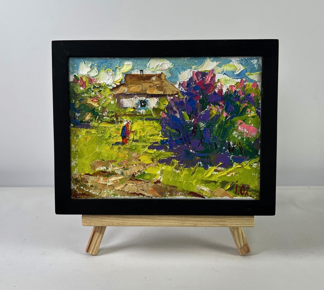 Oil painting Spring breathes memories Oleksiy Ivanyuk: NoAAA5401The Oil painting on canvas titled "Spring breathes memories" captures a poetic and nostalgic moment in the Ukrainian countryside, where the freshness of spring air is imbued with the