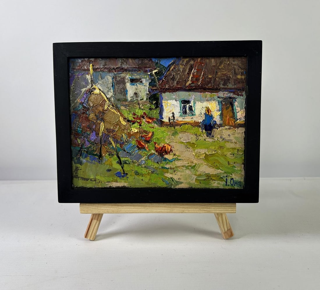 Oil painting Quiet evening courtyard Oksana Ivanyuk: NoAAA5428The Oil painting on canvas titled "Quiet evening courtyard" immerses the viewer into the gentle rhythm of rural life, where the simplicity of everyday scenes carries with it a deep sense of