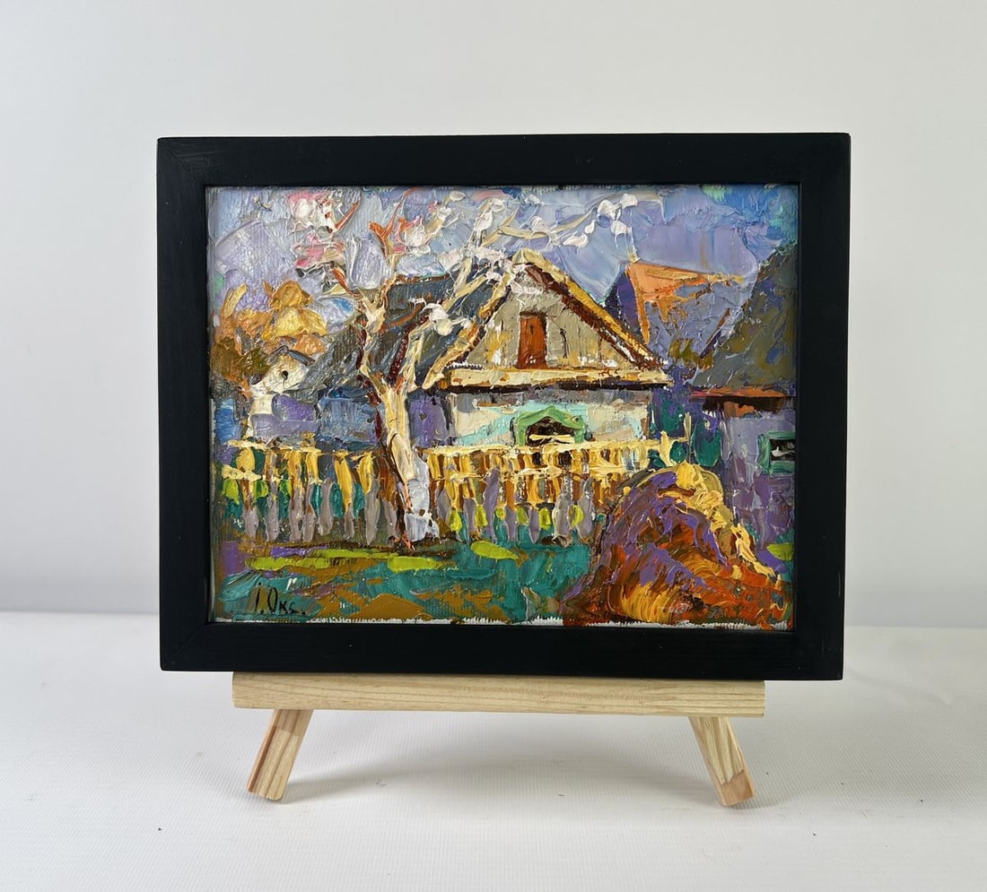 Oil painting Early spring has arrived Oksana Kalenyuk: NoAAA5207The oil painting on Canvas titled "Early Spring Has Arrived" captures a poignant moment of seasonal transition, as winter-s final chill gives way to the delicate warmth and promise of