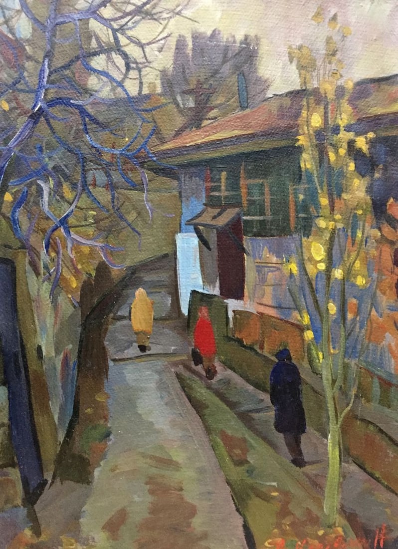 Oil painting Streets in the city Karelin Vyacheslav Dmitrievich: NoVern 196 *** ABOUT THIS PAINTING *** * TITLE: "Streets in the city" * ARTISTS: Karelin Vyacheslav Dmitrievich * SIZE: 65x46 cm/'25.59x18.11 inches' * MEDIUM: oil, cardboard * HAND PAINTED: Original