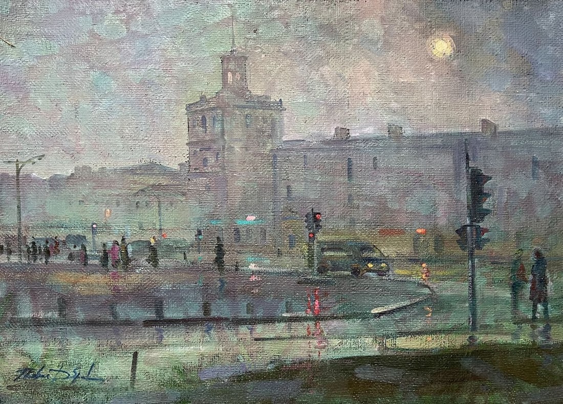 Oil painting Near the traffic light Peter Tovpev (1 of 11)