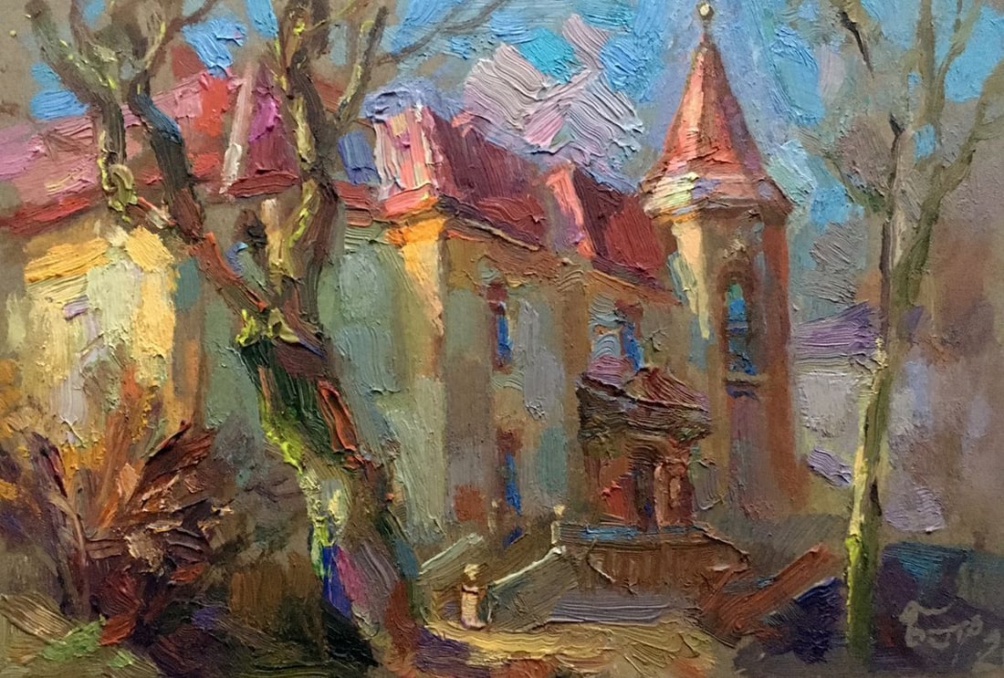 Oil painting Streets of Lviv Batrakov Vladimir Grigorievich: NoAAA2573 *** ABOUT THIS PAINTING *** * TITLE: "Streets of Lviv" * ARTISTS: Batrakov Vladimir Grigorievich * SIZE: 18.5x13 cm/'7.28x5.11 inches' * MEDIUM: oil, cardboard * HAND PAINTED: Original paint