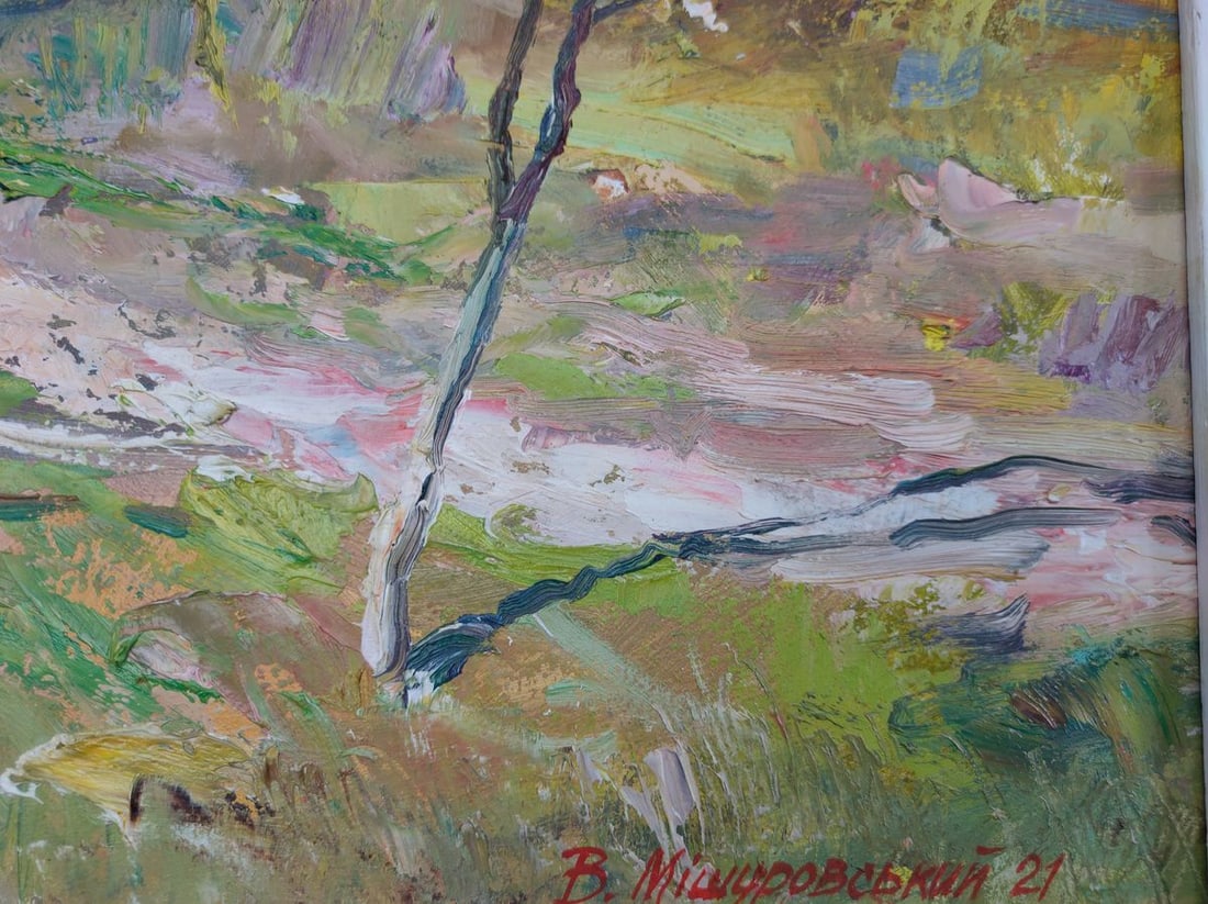Oil painting April in the village Mishurovsky V. V. - 2