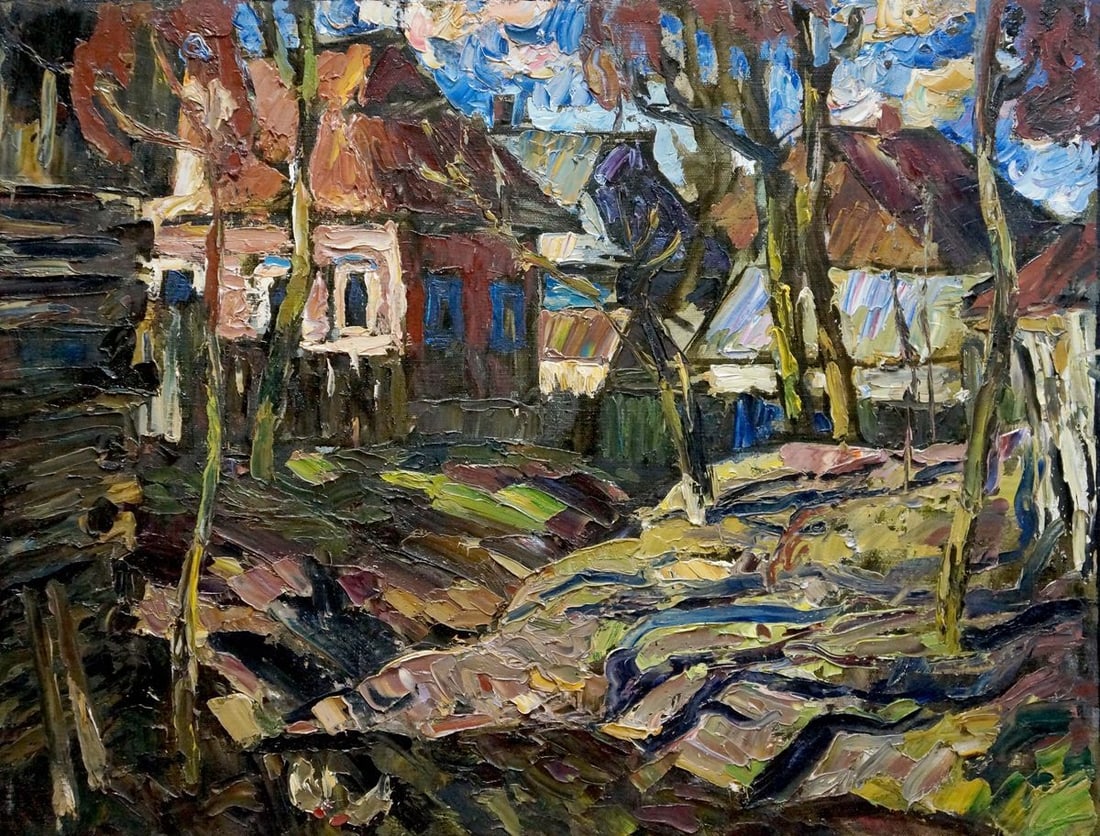 Oil painting In Sednev Kiyansky Yuri Mikhailovich: NoVerns 872 *** ABOUT THIS PAINTING *** * TITLE: "In Sednev" * ARTISTS: Kiyansky Yuri Mikhailovich * SIZE: 54.5x70 cm/'21.45x27.55 inches' * MEDIUM: oil, canvas * HAND PAINTED: Original painting from 