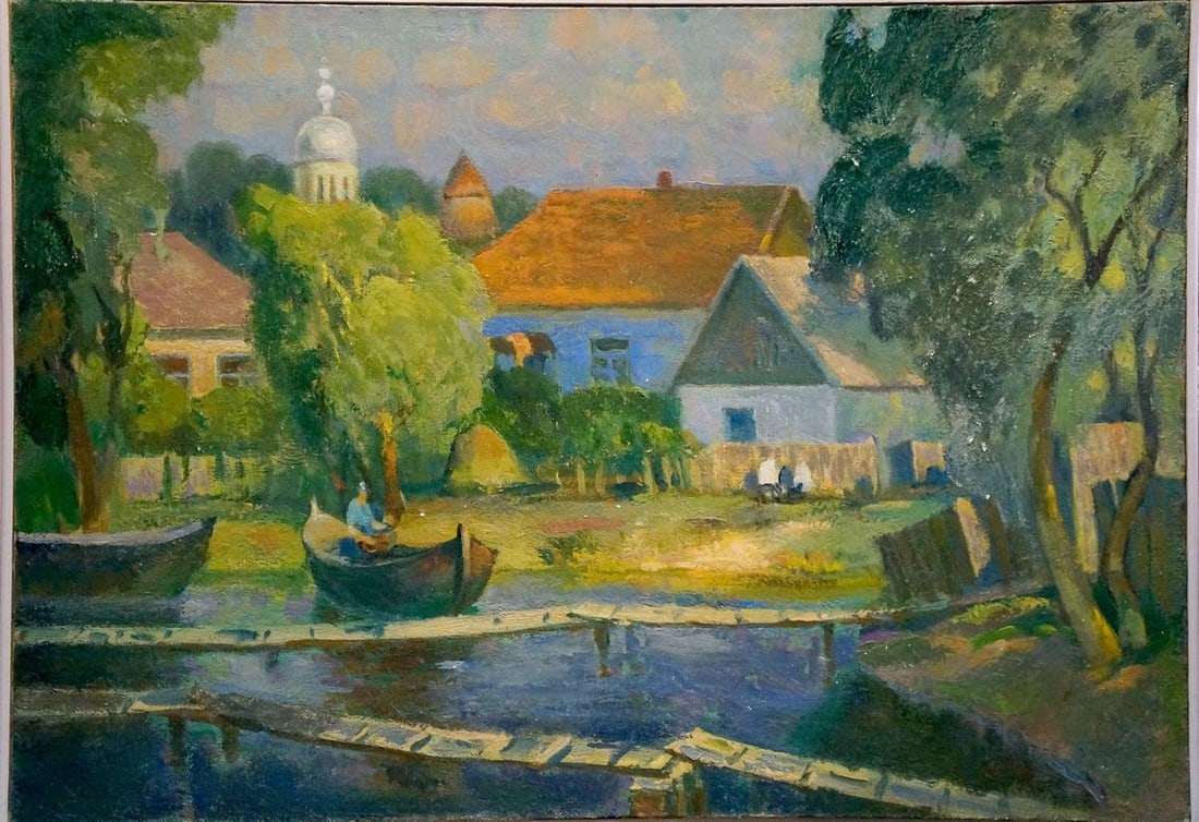 Oil painting Summer landscape Minka Alexander Fedorovich: NoVerns 984 *** ABOUT THIS PAINTING *** * TITLE: "Summer landscape" * ARTISTS: Mynka (Minka) Alexander Fedorovich * SIZE: 70x100 cm/'27.55x39.37 inches' * MEDIUM: oil, canvas * HAND PAINTED: Original