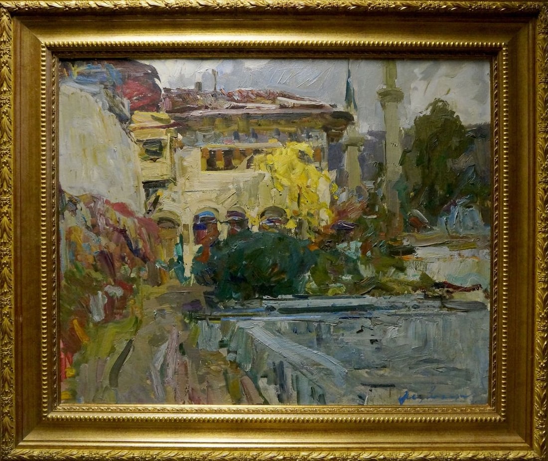 Oil painting Urban landscape Zakharov Fedor Zakharovich: NoVerns 1188 *** ABOUT THIS PAINTING *** * TITLE: "Urban landscape" * ARTISTS: Zakharov Fedor Zakharovich * SIZE: 110x90 cm/'43.30x35.43 inches' * MEDIUM: oil, cardboard * HAND PAINTED: Original paint