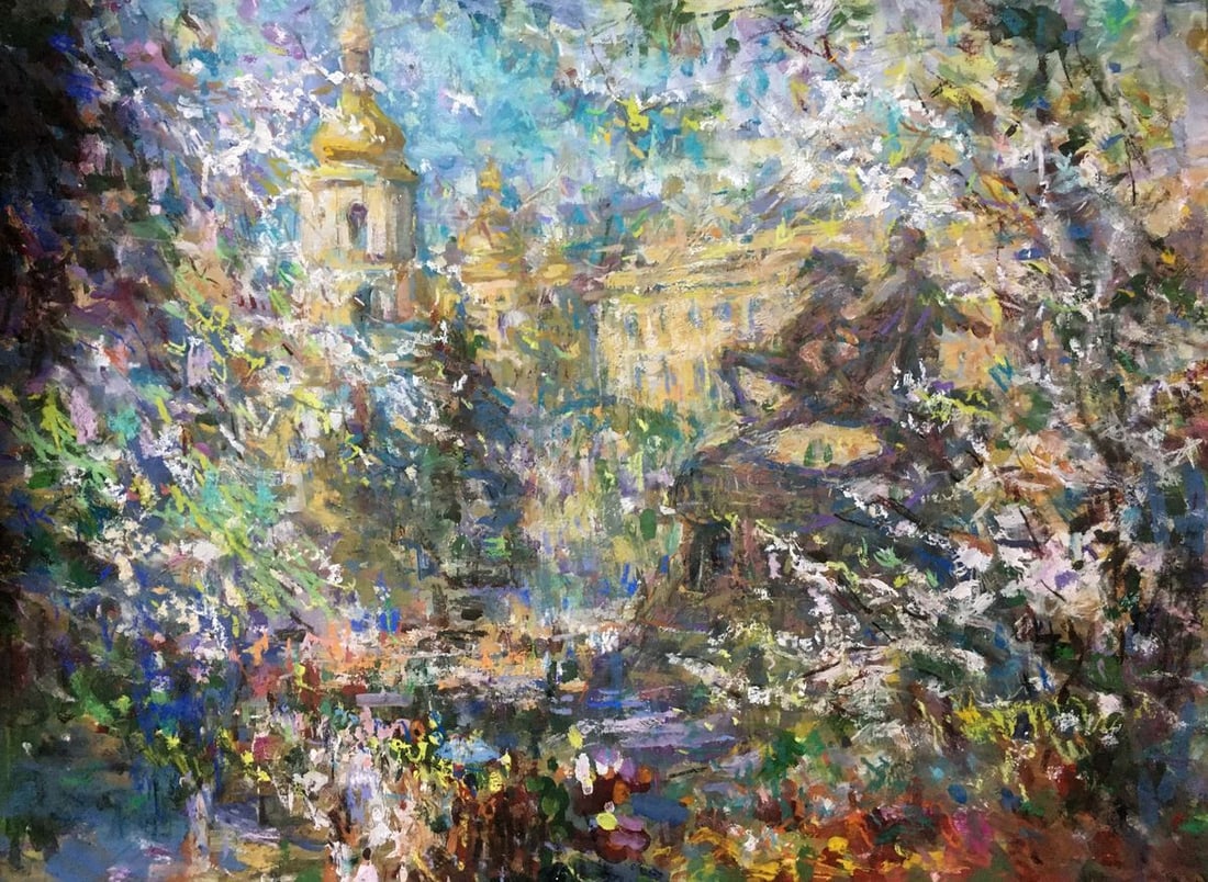 Oil painting Church Gubsky Igor Ivanovich: NoVern 419 *** ABOUT THIS PAINTING *** * TITLE: "Church" * ARTISTS: Gubsky Igor Ivanovich * SIZE: 59x80 cm/'23.22x31.49 inches' * MEDIUM: oil, cardboard * HAND PAINTED: Original painting from our