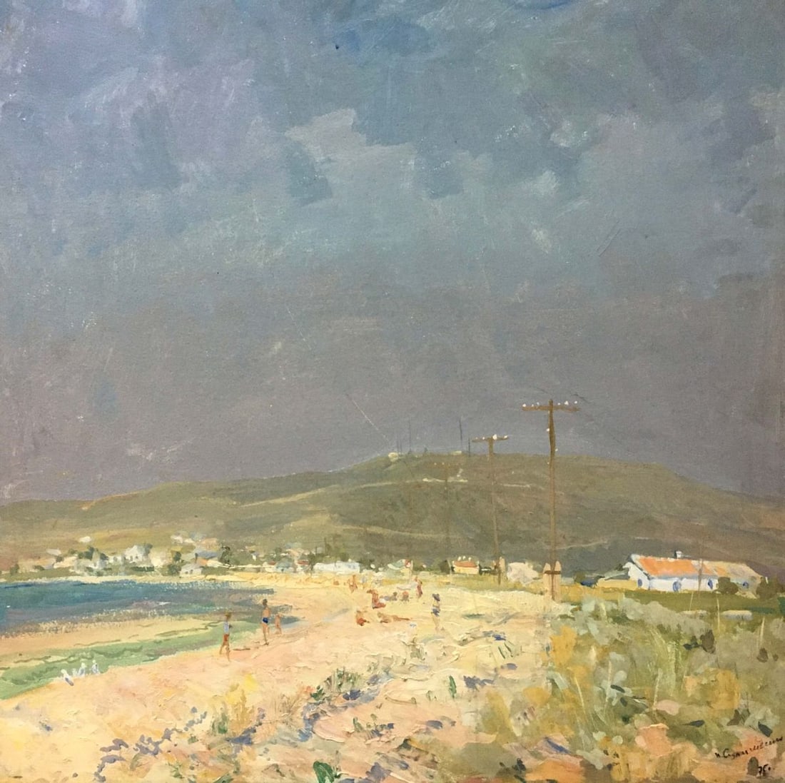 Oil painting On the beach Sulimenko Petr Stepanovich: NoVern 421 *** ABOUT THIS PAINTING *** * TITLE: "On the beach" * ARTISTS: Sulimenko Petr Stepanovich * SIZE: 70x70 cm/'27.55x27.55 inches' * MEDIUM: oil, cardboard * HAND PAINTED: Original painting