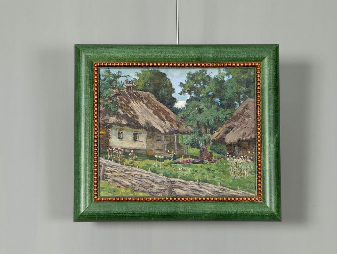 Original Painting / Soviet Artist Zyupka I.: NoE 450 *** ABOUT THIS PAINTING *** * TITLE: "Village" * ARTIST: Ivan Kirillovich Zyupka * SIZE: 23x29cm/'9.05x11.41 inches' * MEDIUM: oil, cardboard * HAND PAINTED: Original painting from our