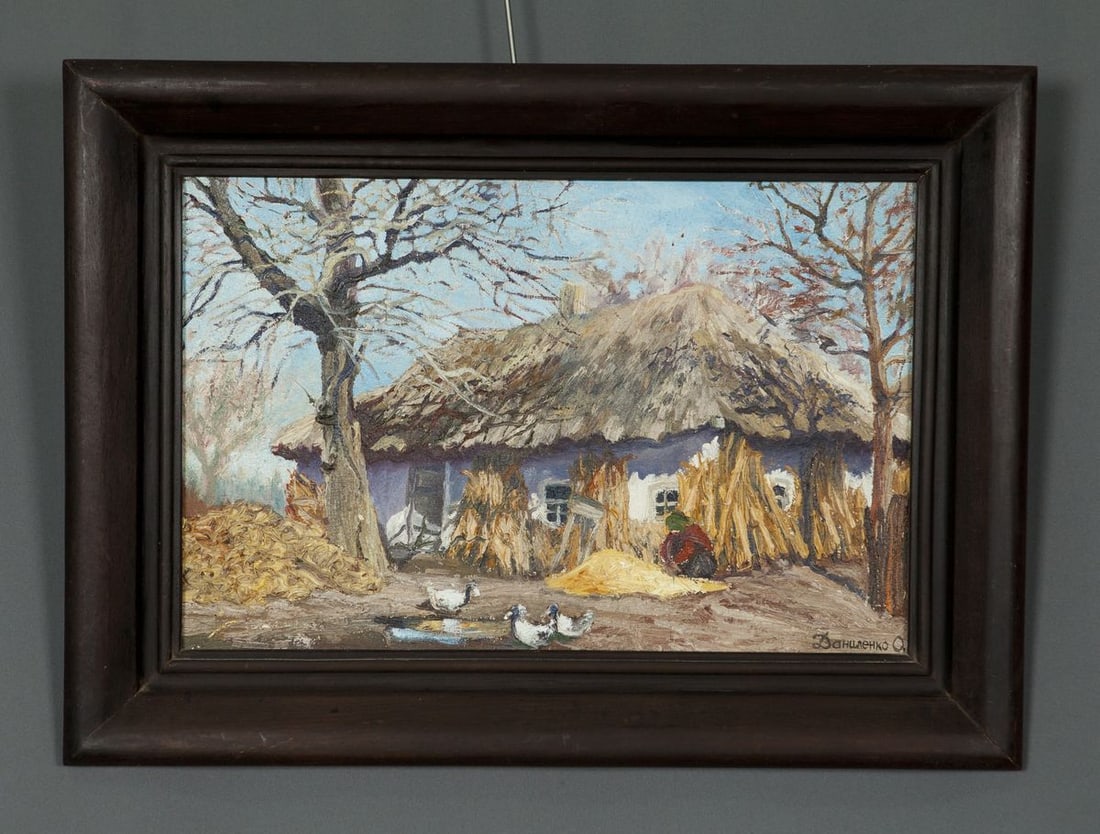 Oil painting Rural house Alexander Danilenko: NoE 576 *** ABOUT THIS PAINTING *** * TITLE: "Rural house" * ARTISTS: Alexander Danilenko * SIZE: 44x60 cm/'17.32x23.62 inches' * MEDIUM: oil, cardboard * HAND PAINTED: Original painting from our