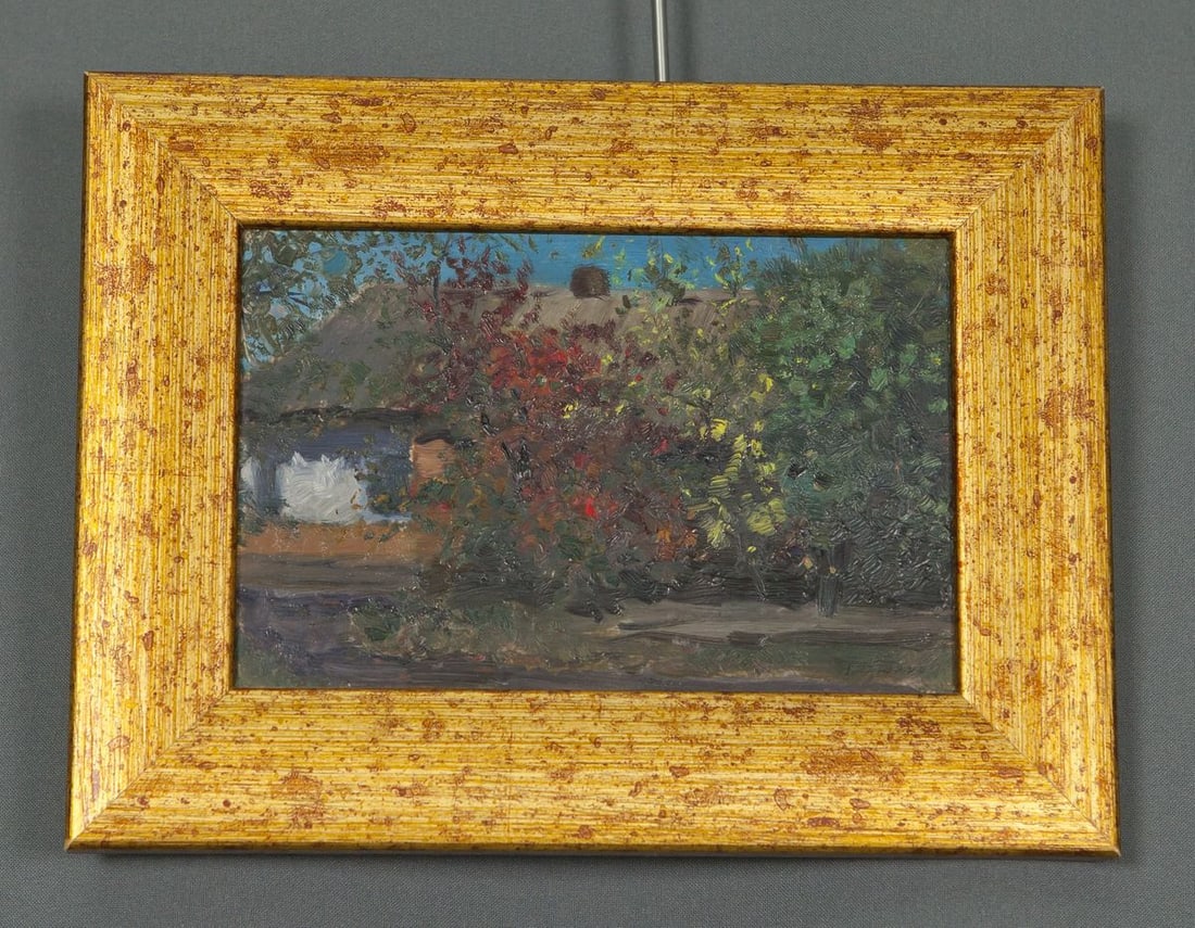 Oil painting Old house Ivan Kirillovich Tsyupka: NoE 583 *** ABOUT THIS PAINTING *** * TITLE: "Old house" * ARTISTS: Ivan Kirillovich Tsyupka * SIZE: 19x25 cm/'7.48x9.84 inches' * MEDIUM: oil, cardboard * HAND PAINTED: Original painting from our
