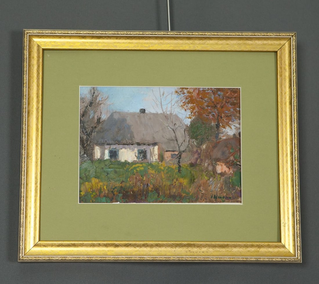 Oil painting Beginning of autumn Ivan Kirillovich Tsyupka: NoE 584 *** ABOUT THIS PAINTING *** * TITLE: "Beginning of autumn" * ARTISTS: Ivan Kirillovich Tsyupka * SIZE: 29x34 cm/'11.41x13.38 inches' * MEDIUM: oil, cardboard * HAND PAINTED: Original painting