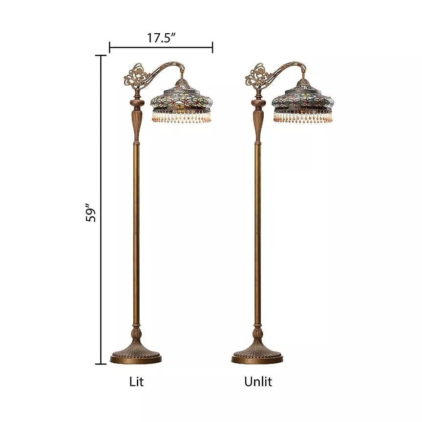 French Stained Glass Reading Floor Lamp - 5