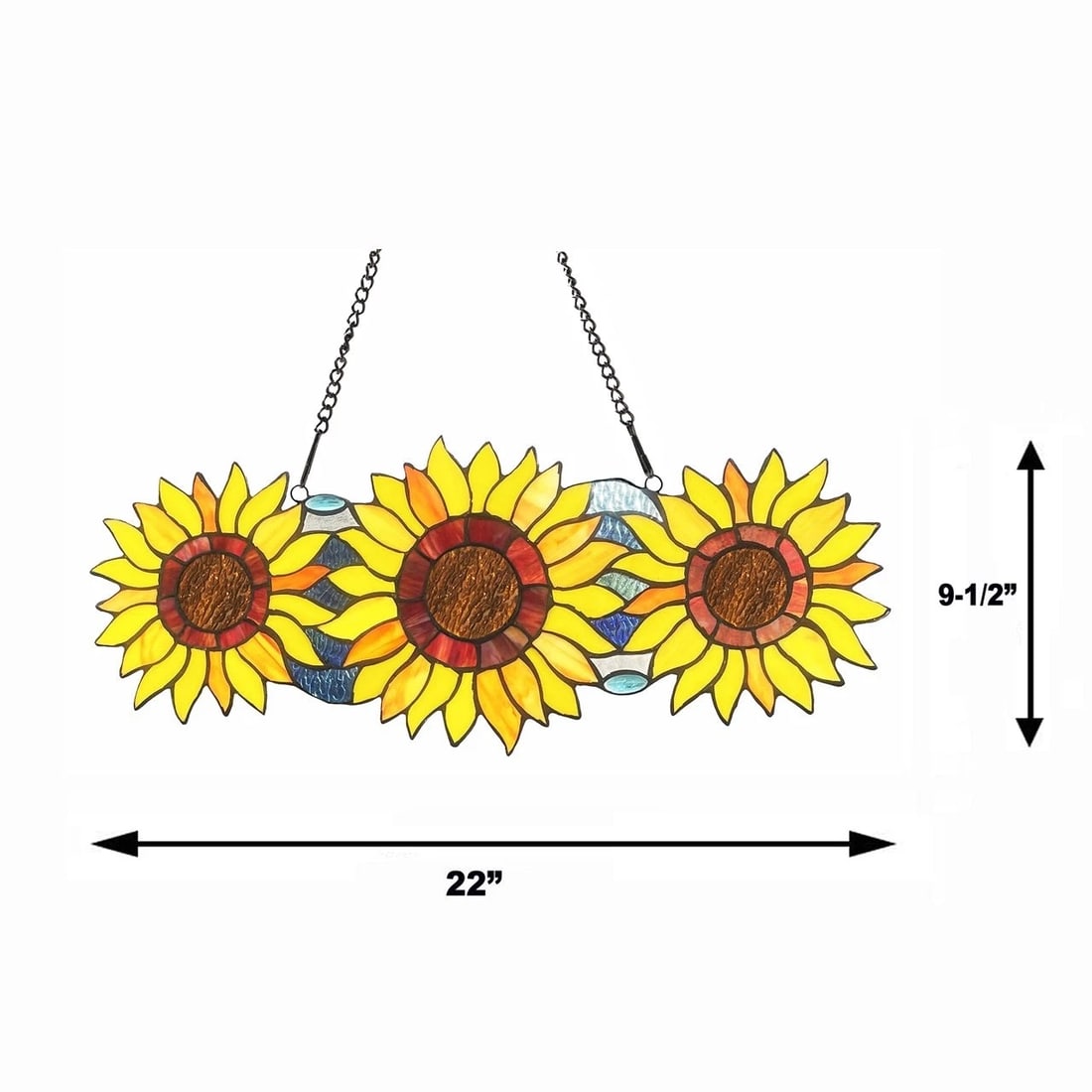 22" Stained Glass Sunflower Window Hanging Panel Suncatcher - 5