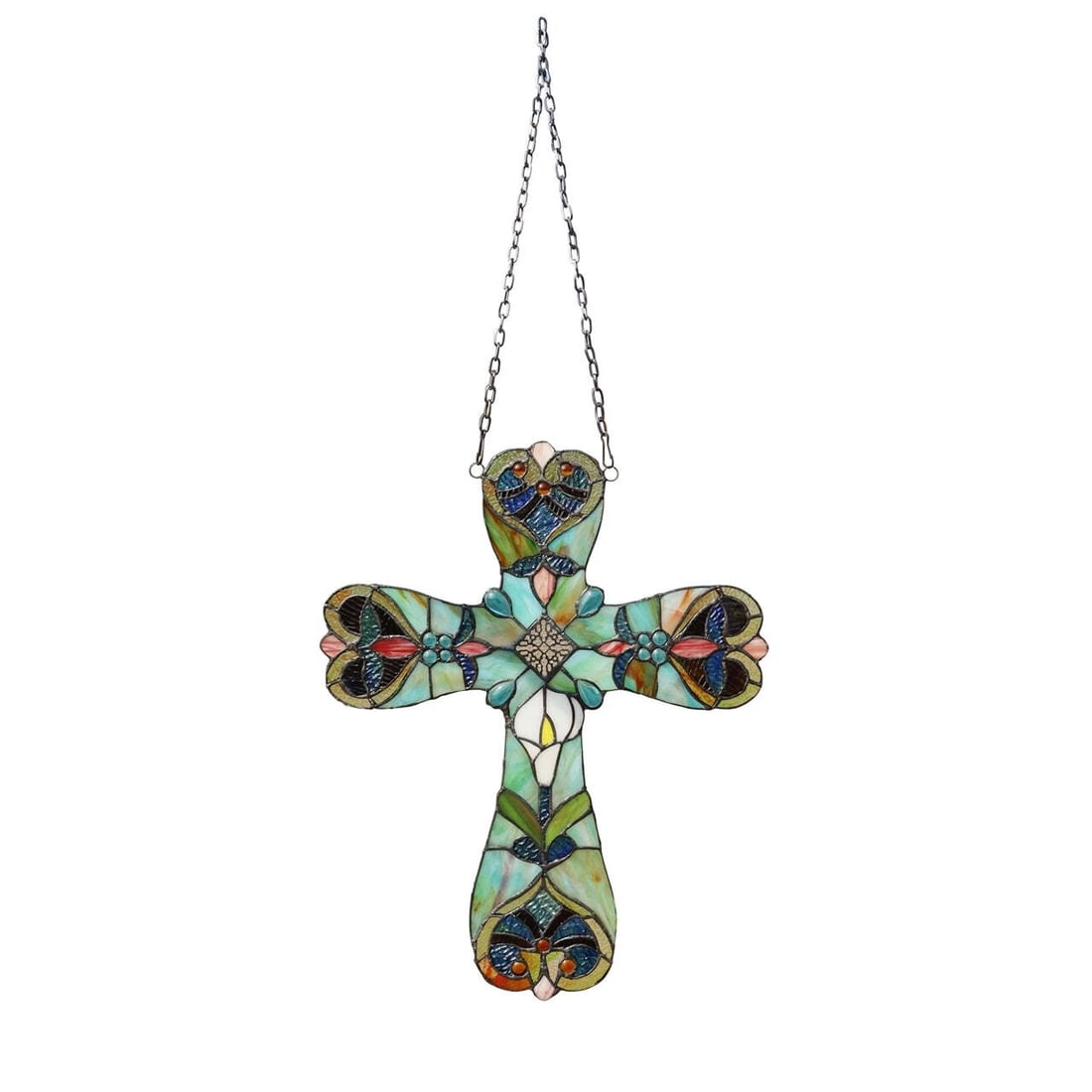 20" Stained Glass Cross Window Hanging Panel Suncatcher - 3