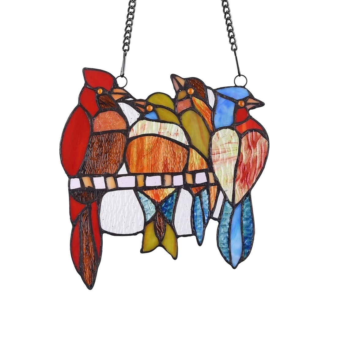 8.9" Bird Stained Glass Window Hanging Panel Suncatcher - 2