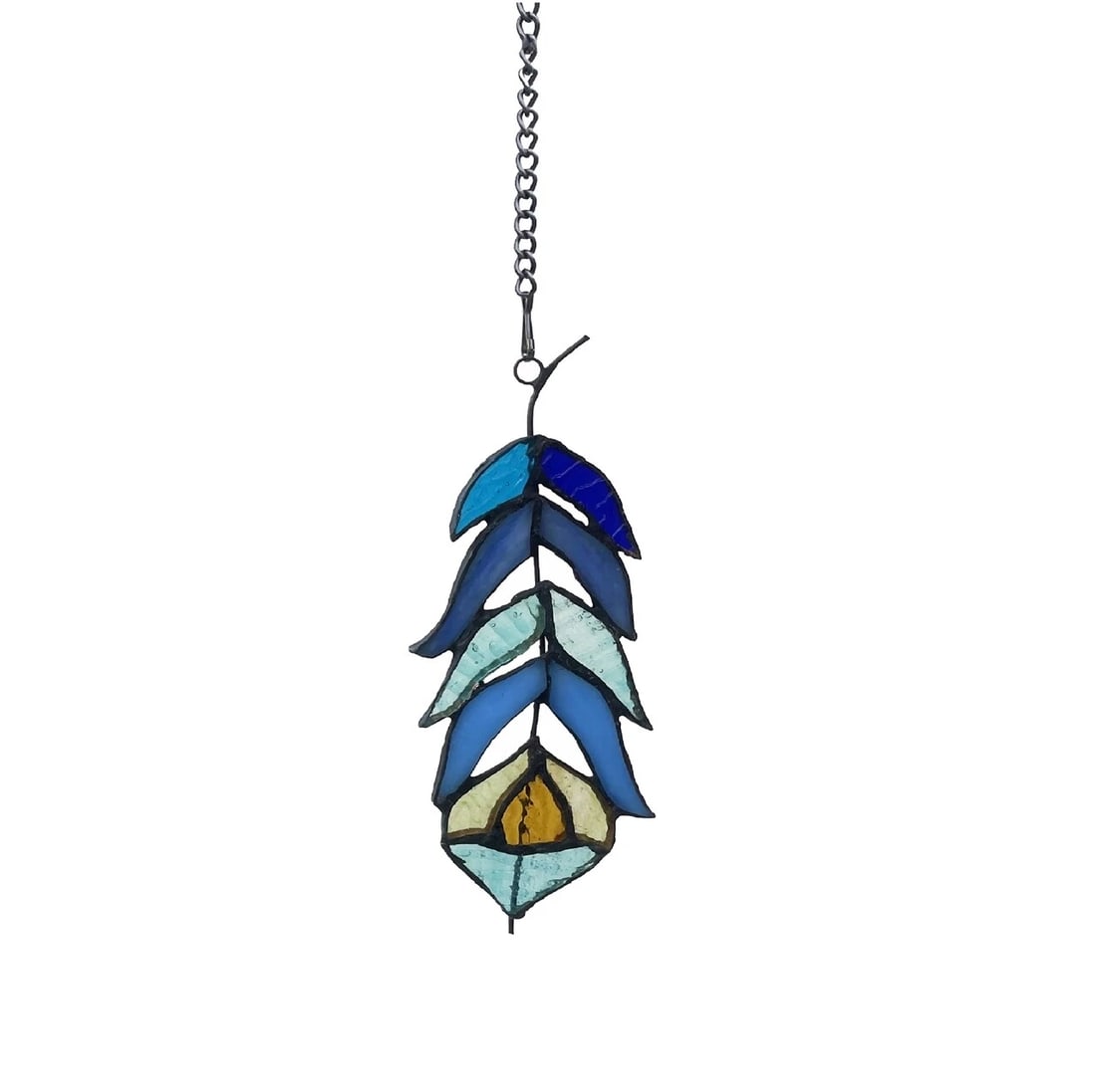 7 1/2" Stained Glass Feather Window Hanging Panel Suncatcher - 2