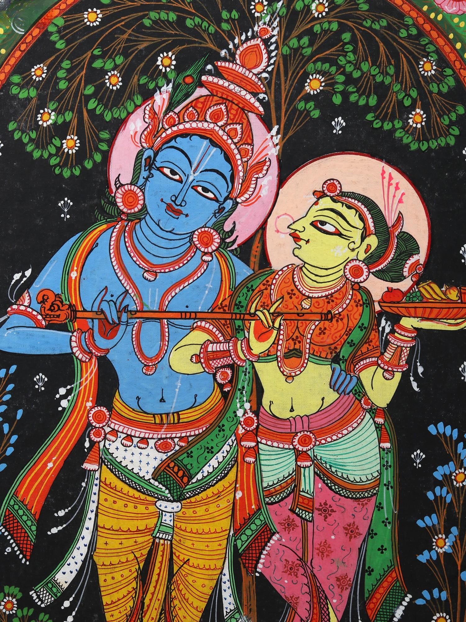 Fluting Radha Krishna | Pattachitra Painting from Odisha - 2