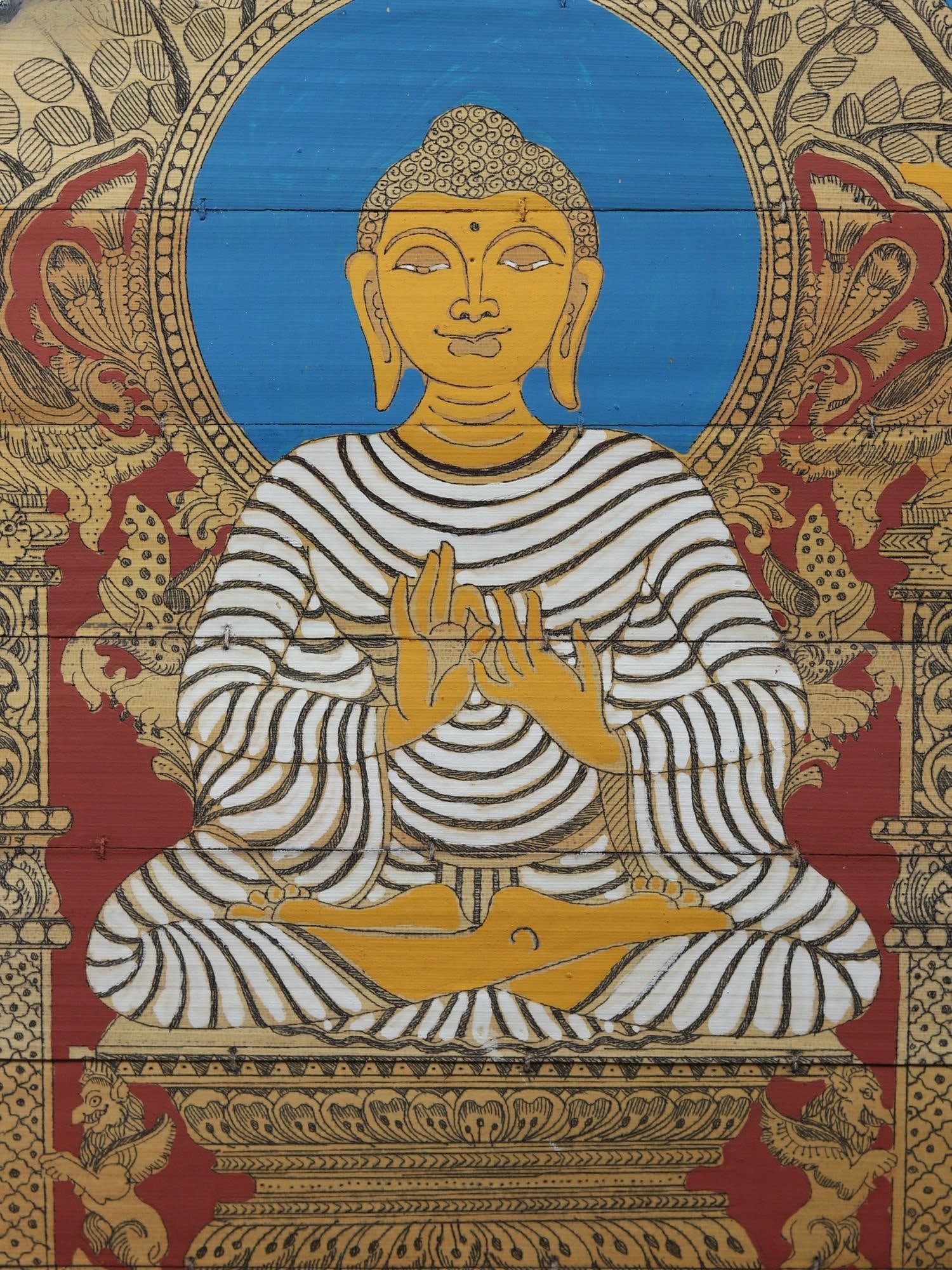 Buddha Seated in Dharmachakra Mudra | Pattachitra Painting on Palm Leaf - 2
