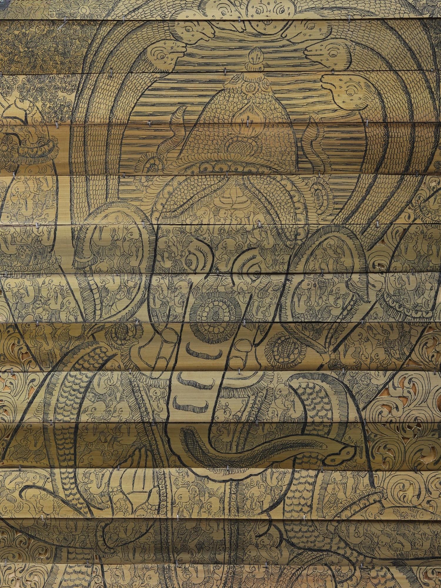 Dancing Lord Ganapati with Small Elephants | Pattachitra Painting on Palm Leaf - 2