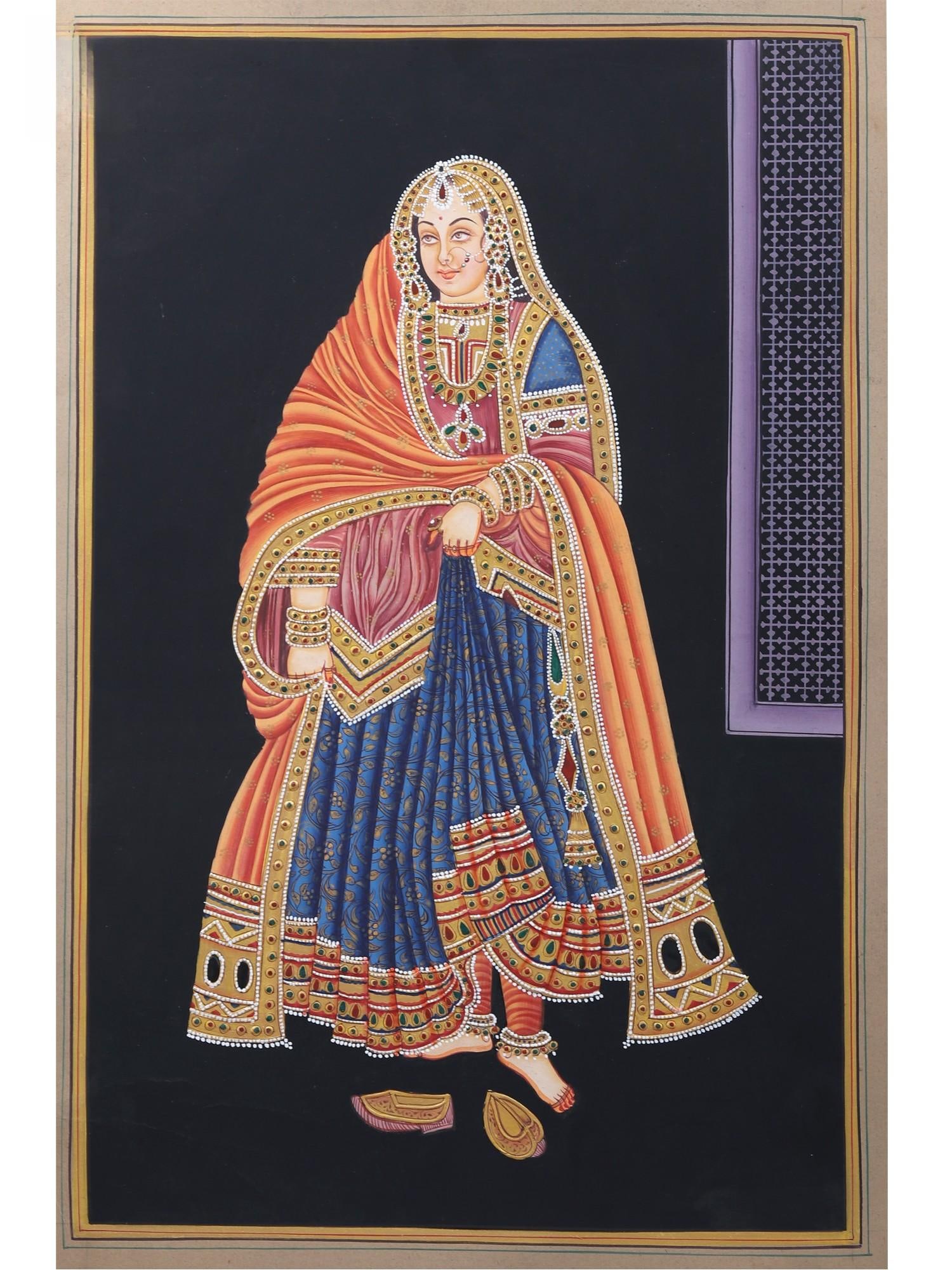 The Royal Queen | Watercolor Painting: Title: The Royal Queen | Watercolor Painting Description: Mughal Painting Reserve: $160.00 Shipping: Domestic: Shipping rates are determined by destination International: Foreign shipping rates are