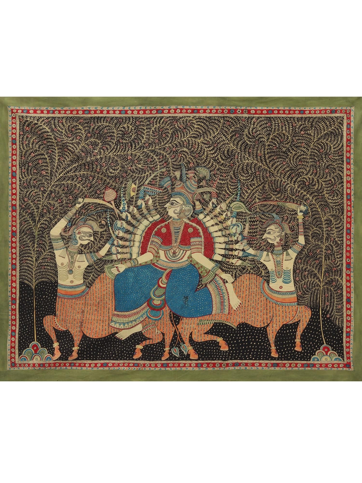 Visat Mata - Mata Ni Pachedi | Madarpat Cotton: Title: Visat Mata - Mata Ni Pachedi | Madarpat Cotton Description: Folk Paintings Reserve: $782.00 Shipping: Domestic: Shipping rates are determined by destination International: Foreign shipping rate