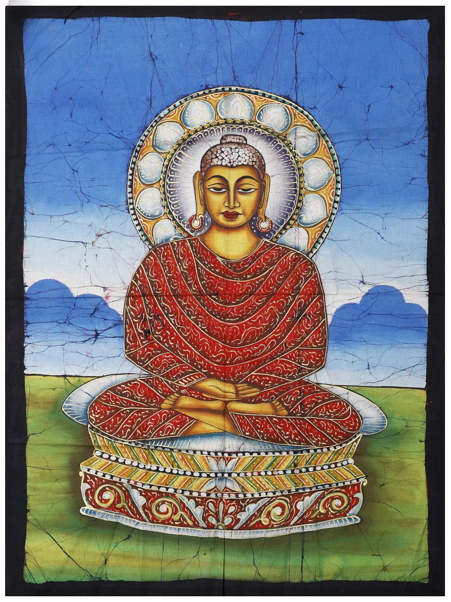 Gautam Buddha Batik Painting on Cotton (1 of 2)