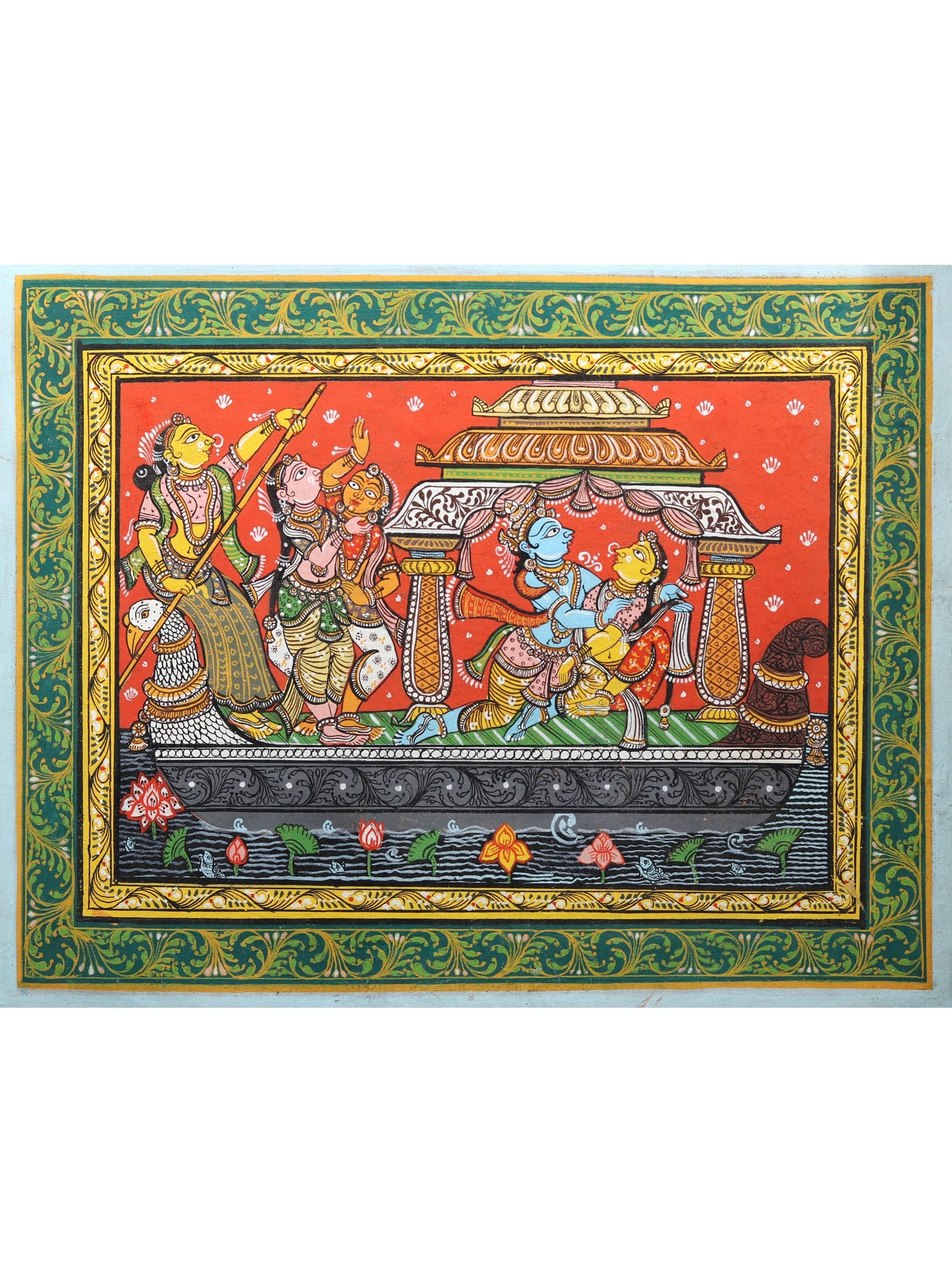 Boat of Love | Pattachitra Art | Watercolor Painting (1 of 2)