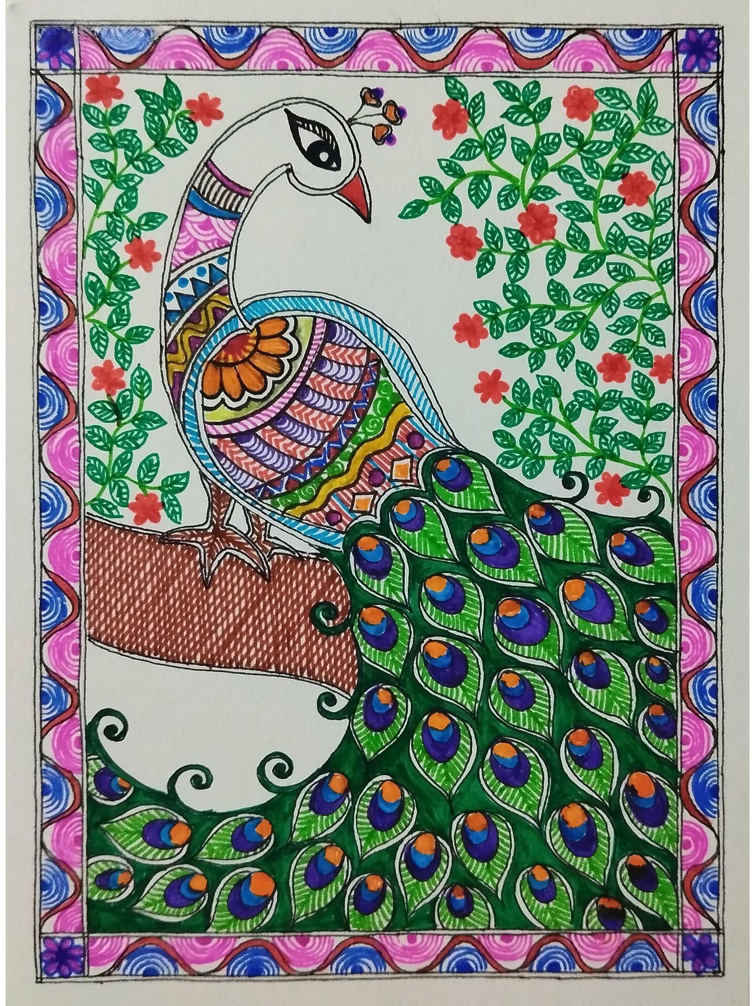 Peacock Madhubani Painting | Acrylic On Paper | By Nishu Singh (1 of 2)