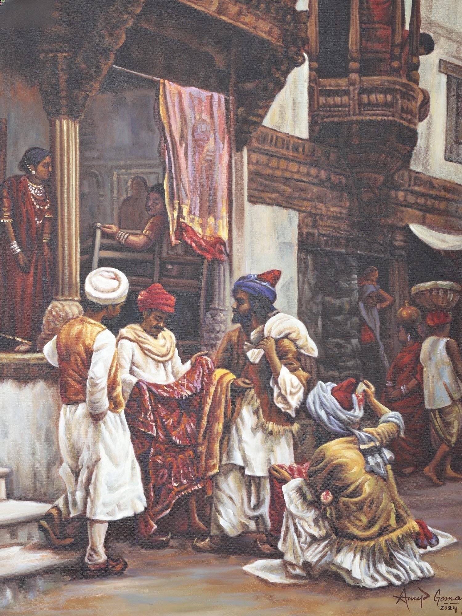 Silk Merchants in 19th Century: A Reproduction of Oil Painting by Edwin Lord Weeks | Without frame - 2