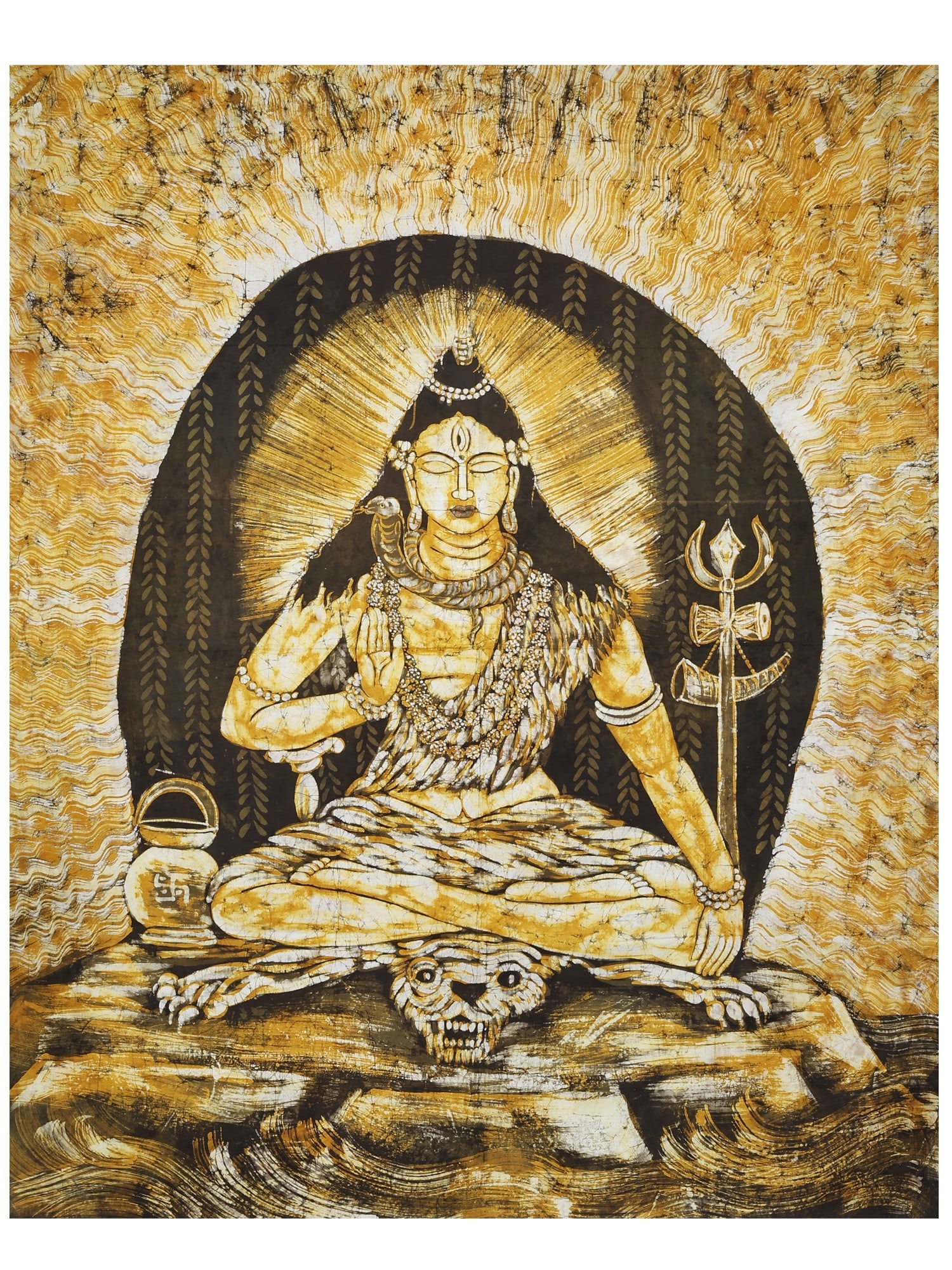 Lord Shiva | Batik Painting: Title: Lord Shiva | Batik Painting Description: Shiva Painting Reserve: $98.00 Shipping: Domestic: Shipping rates are determined by destination International: Foreign shipping rates are determined by