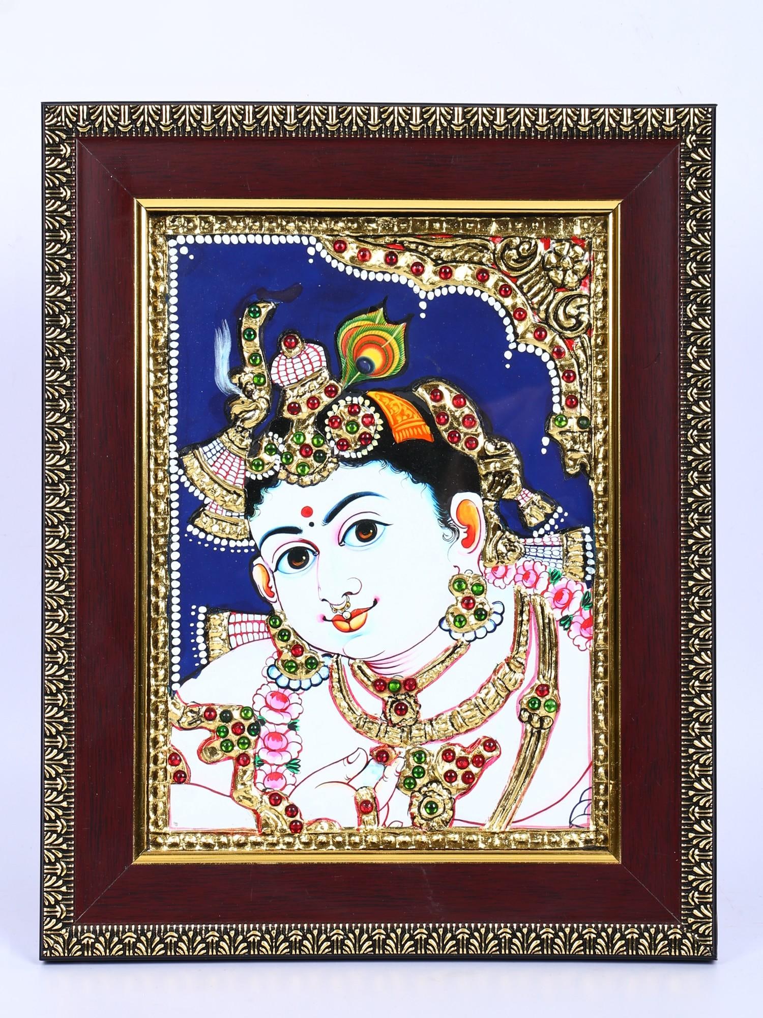 Lord Krishna | 24 Karat Gold Work | Framed Tanjore Painting (1 of 2)