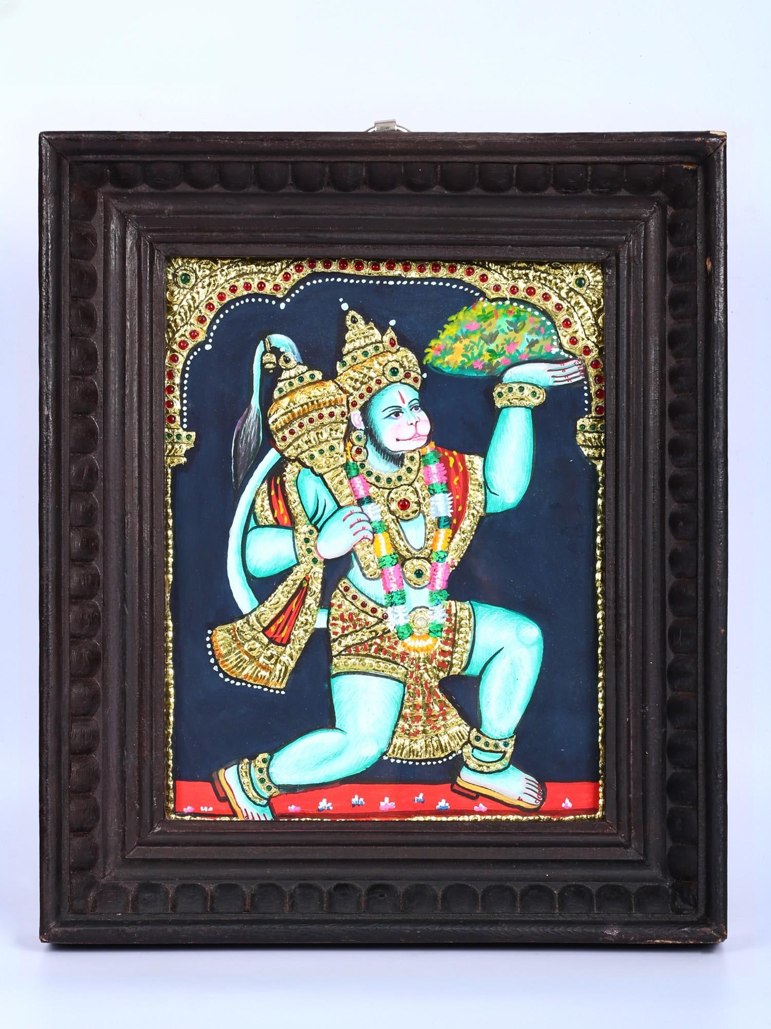 Hanuman Ji with Light Green Body | 24 Karat Gold Work | Framed Tanjore Painting: Title: Hanuman Ji with Light Green Body | 24 Karat Gold Work | Framed Tanjore Painting Description: Tanjore (Thanjavur) Painting Reserve: $181.00 Shipping: Domestic: Shipping rates are determined by