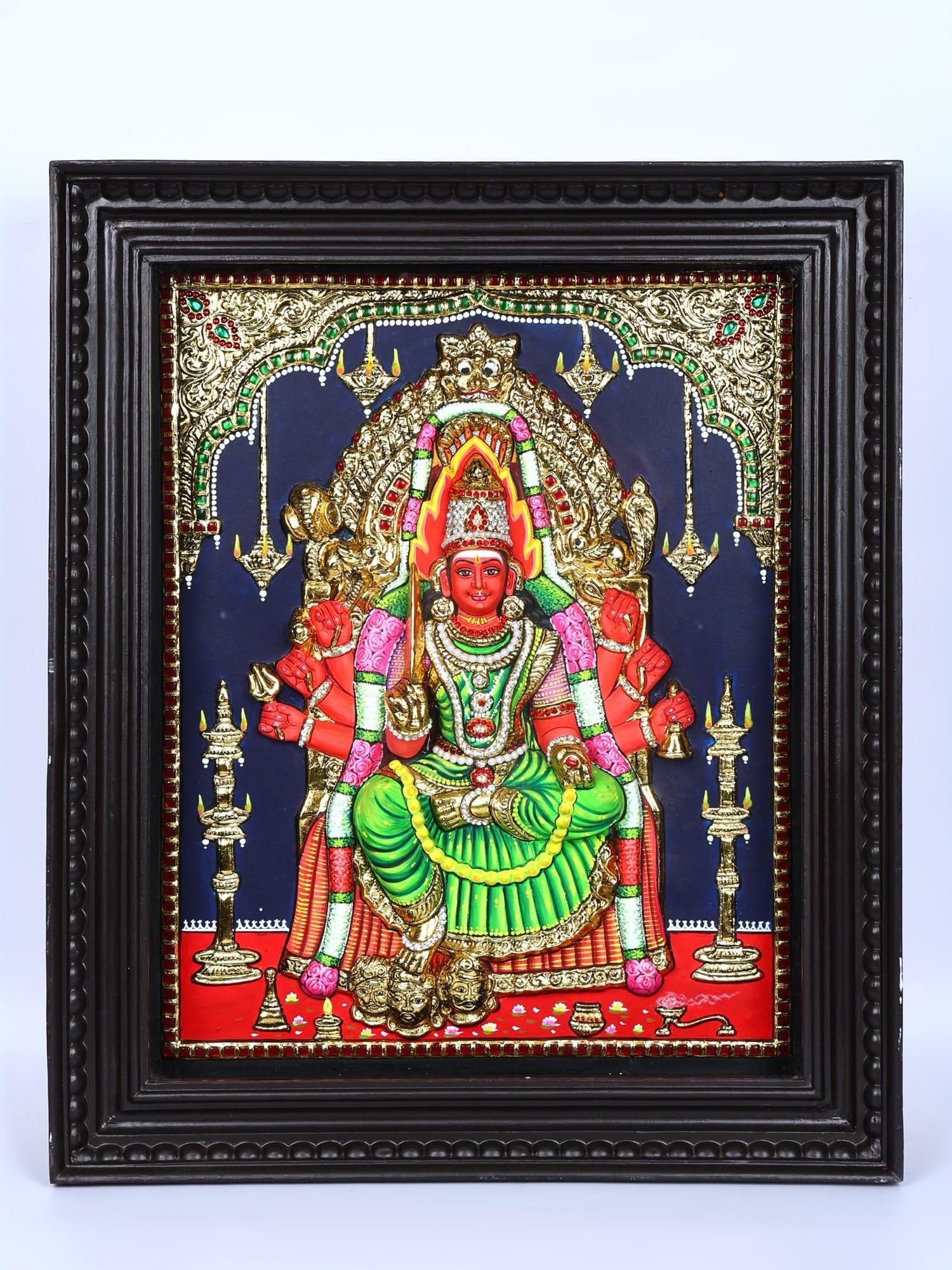Goddess Mariamman | 24 Karat Gold Work | Framed Tanjore Painting (1 of 2)