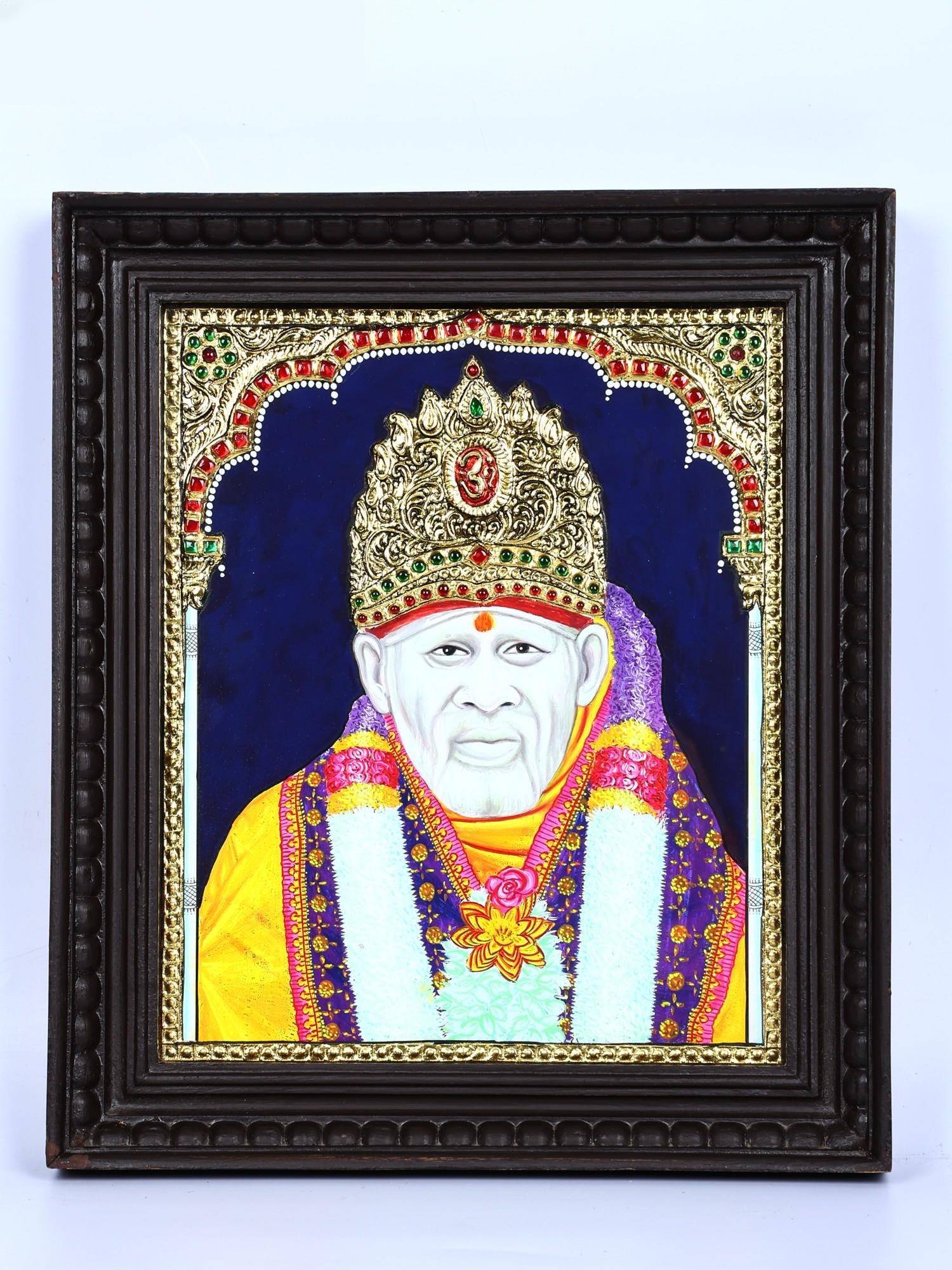 Sai Baba | 24 Karat Gold Work | Framed Tanjore Painting (1 of 2)