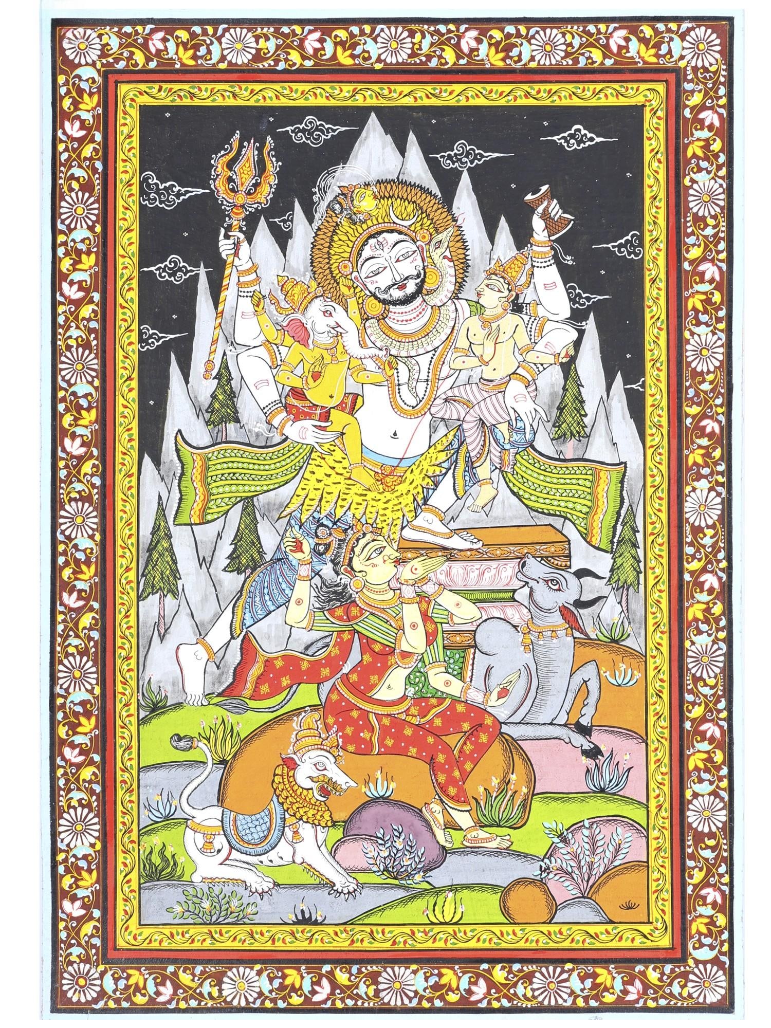 Shiva Parivar | Pattachitra Painting (1 of 2)