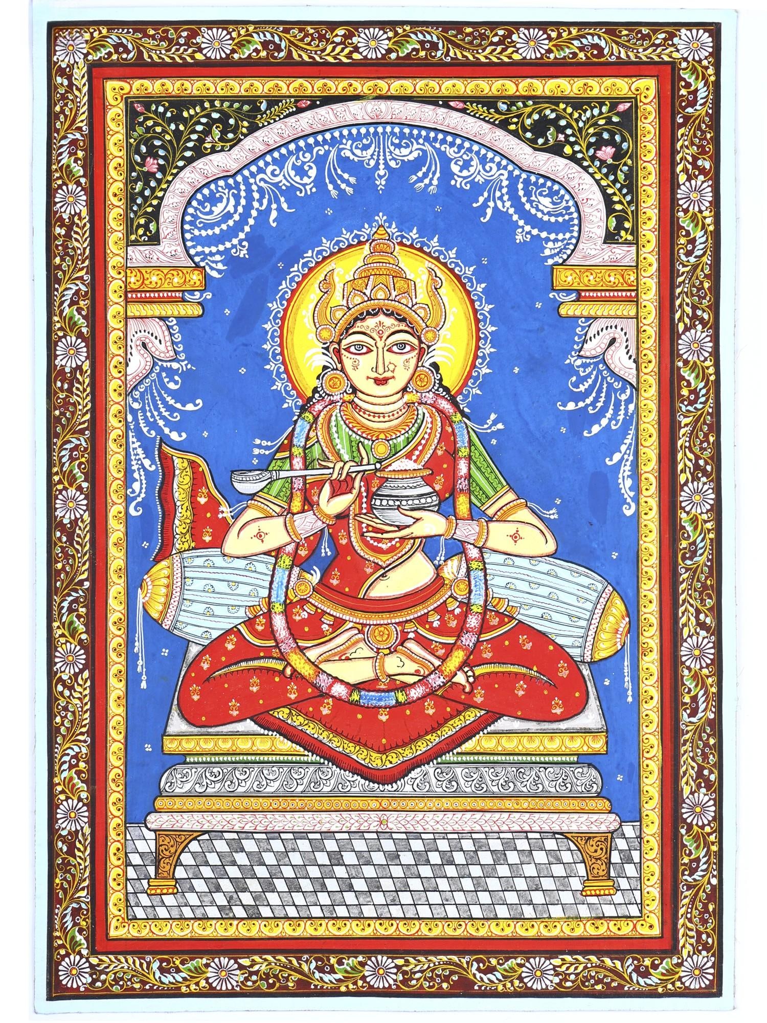 Goddess Annapurna | Pattachitra Painting: Title: Goddess Annapurna | Pattachitra Painting Description: Folk Paintings Reserve: $171.00 Shipping: Domestic: Shipping rates are determined by destination International: Foreign shipping rates are 
