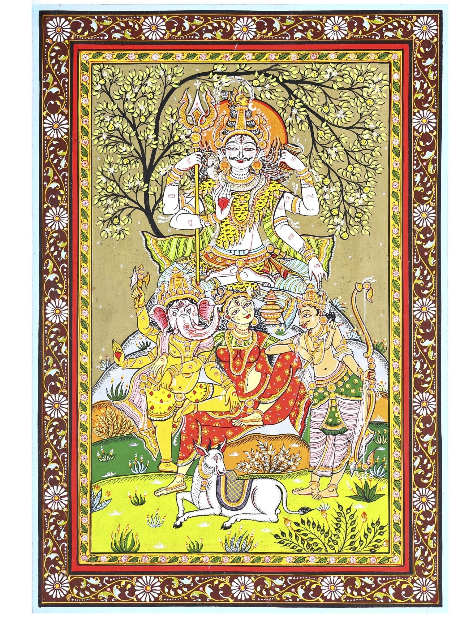 Shiva Parivar | Pattachitra Painting (1 of 2)