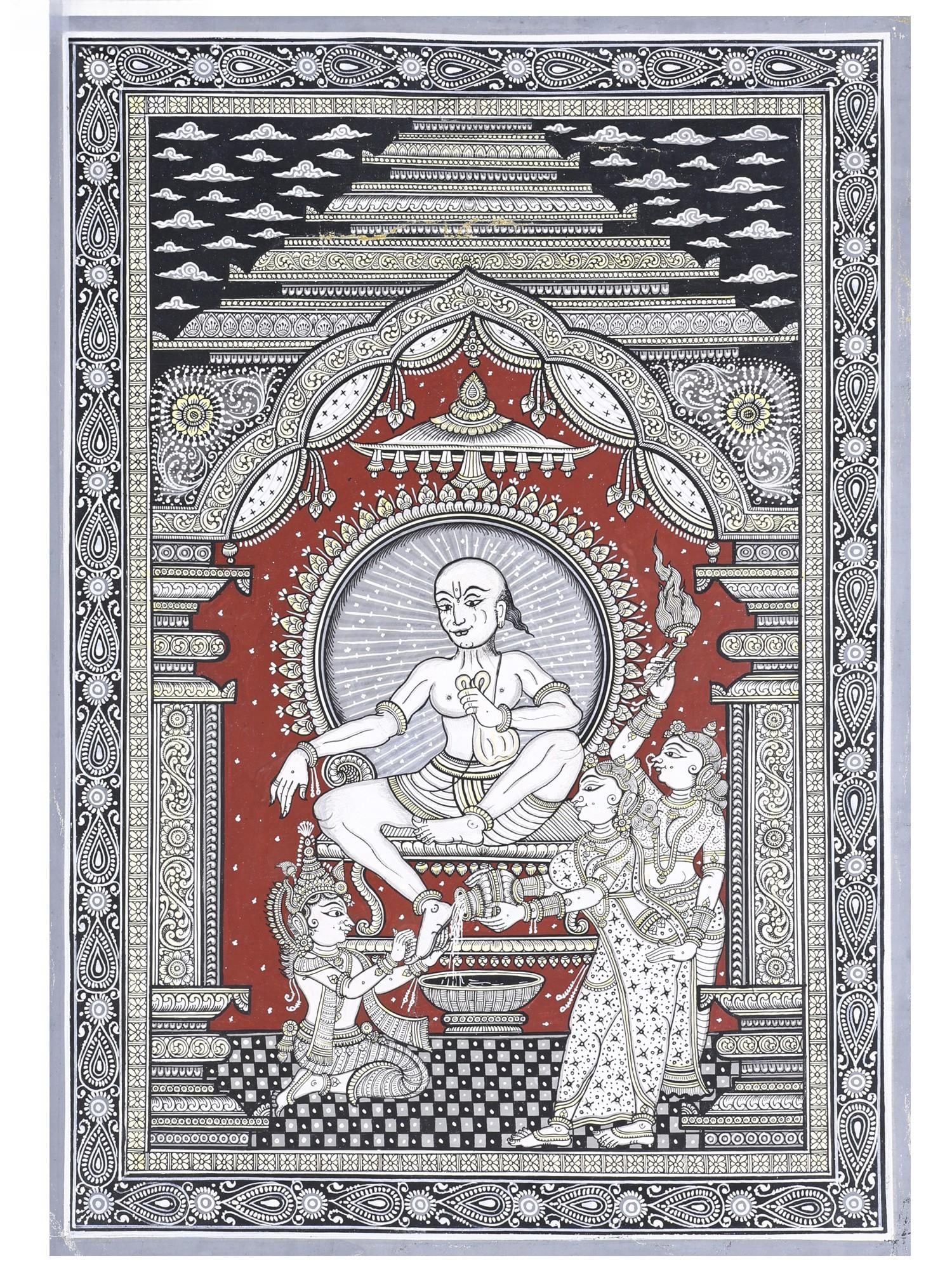 Lord Krishna Washing Sudama's Feet as a Sign of Their Deep Friendship | Pattachitra Painting: Title: Lord Krishna Washing Sudama's Feet as a Sign of Their Deep Friendship | Pattachitra Painting Description: Folk Paintings Reserve: $264.00 Shipping: Domestic: Shipping rates are determined by