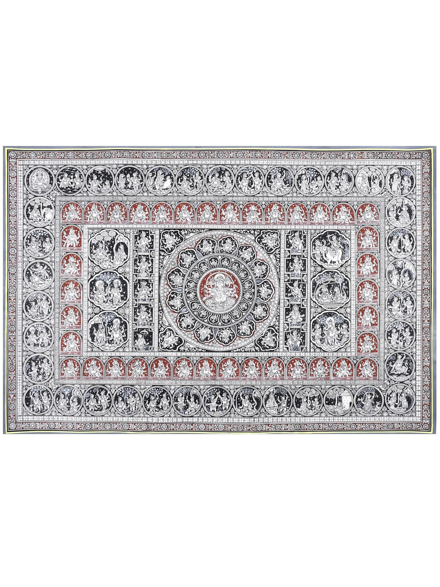 Episodes of Lord Ganesha's Life Story | Superfine Pattachitra Painting from Odisha: Title: Episodes of Lord Ganesha's Life Story | Superfine Pattachitra Painting from Odisha Description: Folk Paintings Reserve: $1,570.00 Shipping: Domestic: Shipping rates are determined by