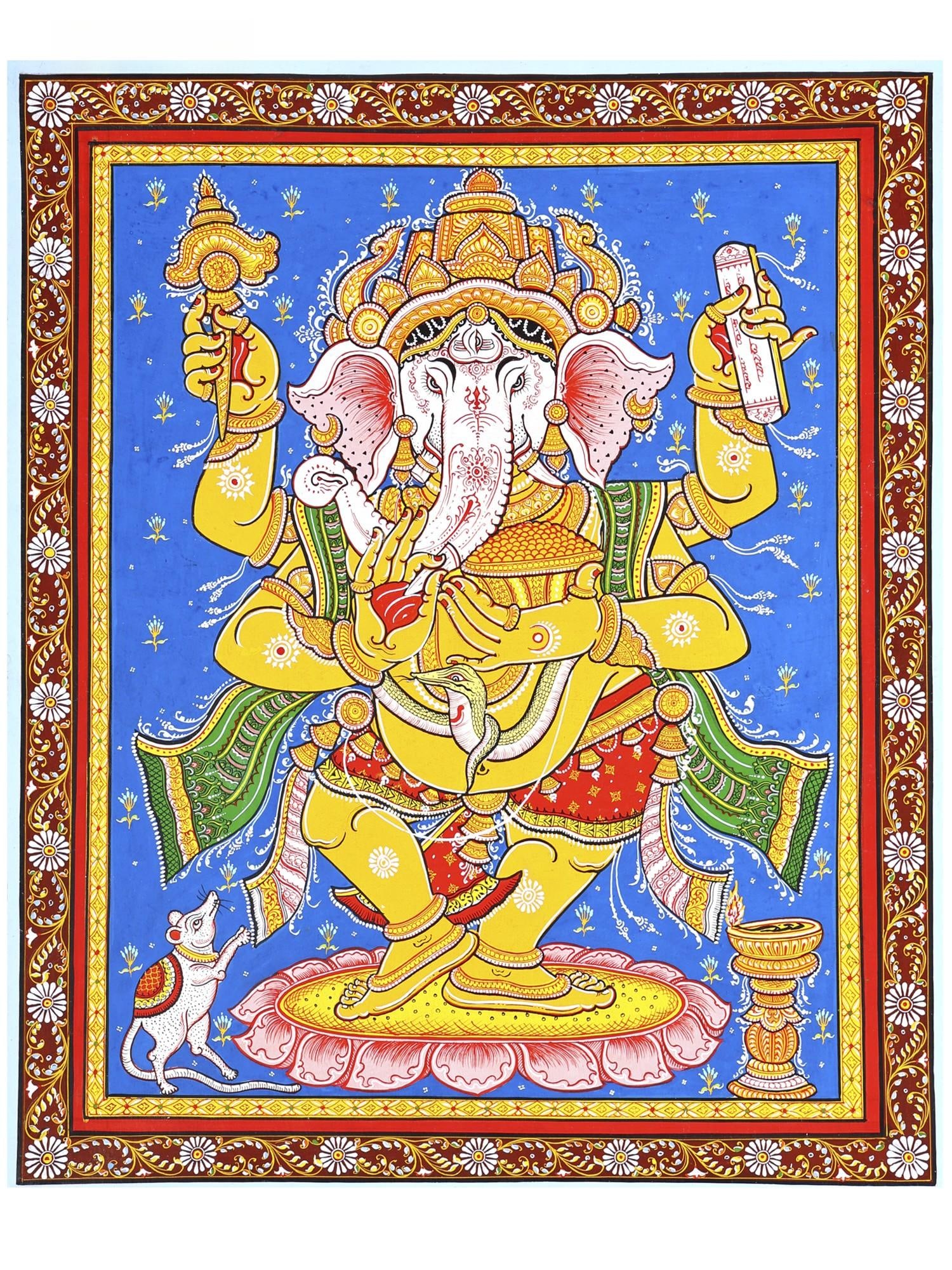 Dancing Lord Ganesha | Pattachitra Painting From Odisha (1 of 2)