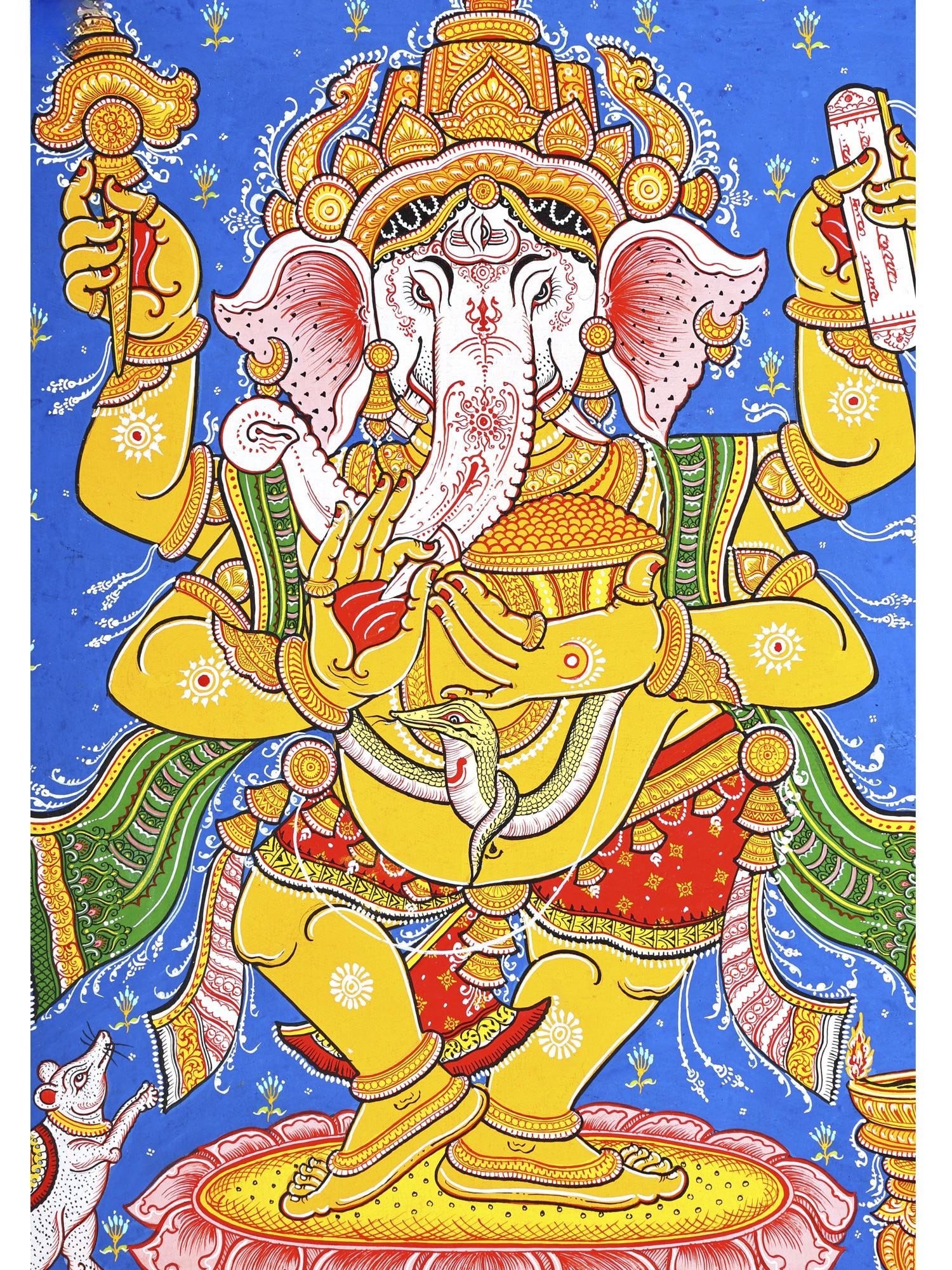 Dancing Lord Ganesha | Pattachitra Painting From Odisha - 2
