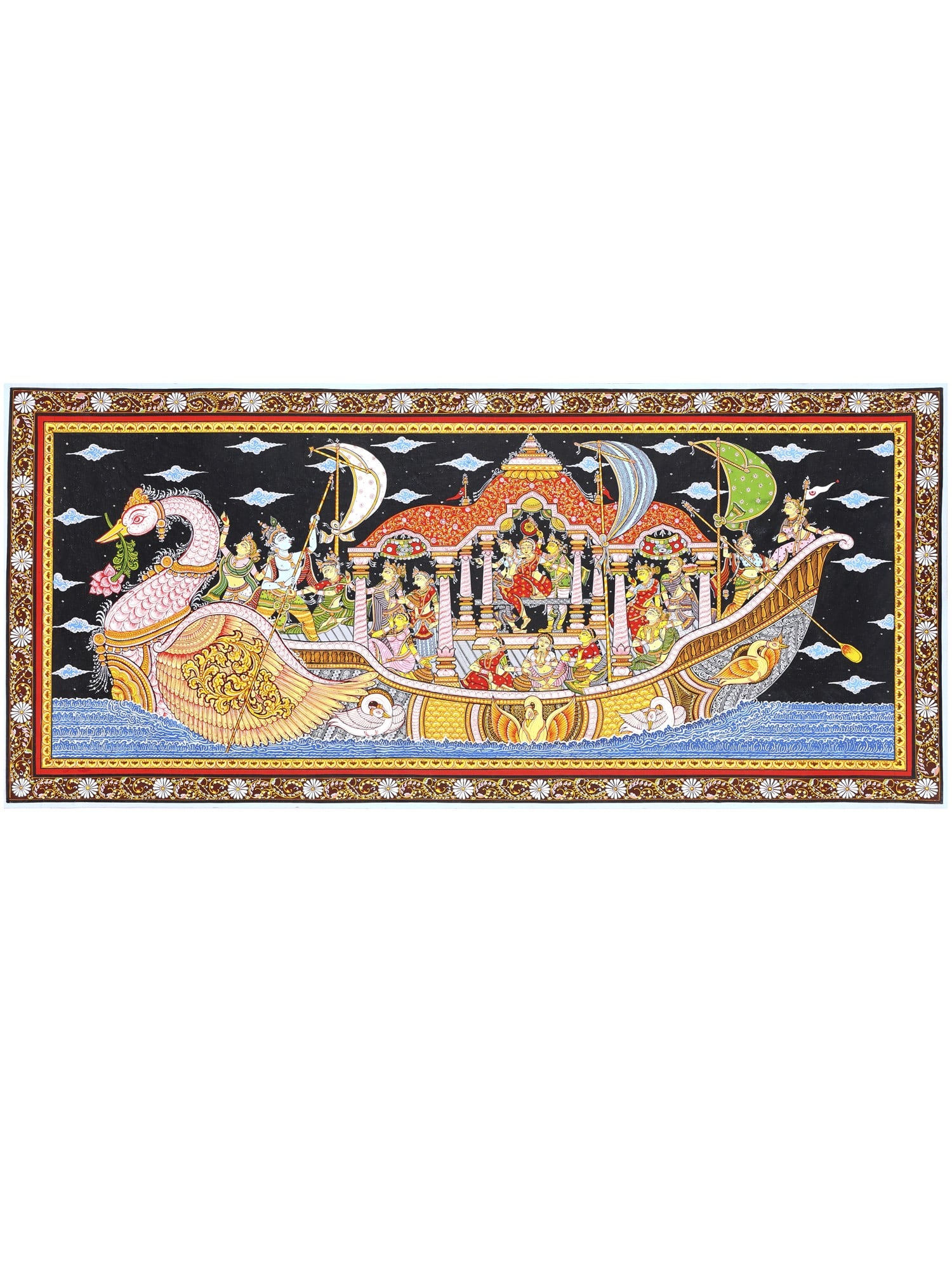 Nauka Vihar - Radha Krishna on Boat with Gopikas | Pattachitra Painting From Odisha: Title: Nauka Vihar - Radha Krishna on Boat with Gopikas | Pattachitra Painting From Odisha Description: Folk Paintings Reserve: $422.00 Shipping: Domestic: Shipping rates are determined by