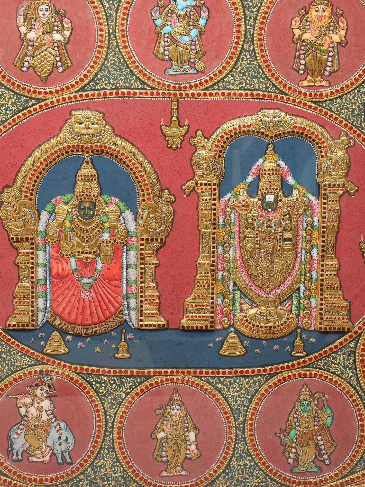 Tirupati Balaji (Venkateshvara) with Goddess Padmavathi and Dashavatara of Lord Vishnu | 24 Karat - 2