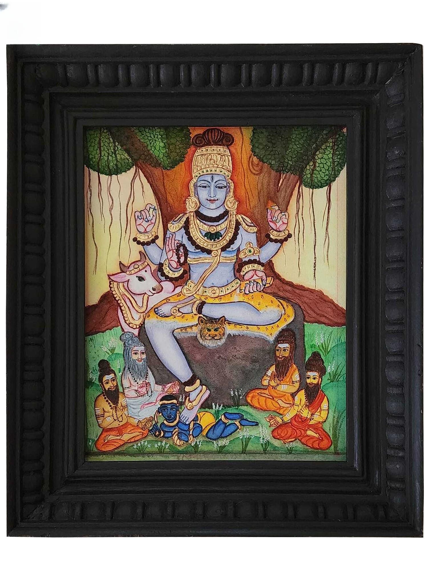 Dakshinamurthy Lord Shiva | Mysore Traditional Painting | With Frame: Title: Dakshinamurthy Lord Shiva | Mysore Traditional Painting | With Frame Description: Folk Paintings Reserve: $259.00 Shipping: Domestic: Shipping rates are determined by destination International: