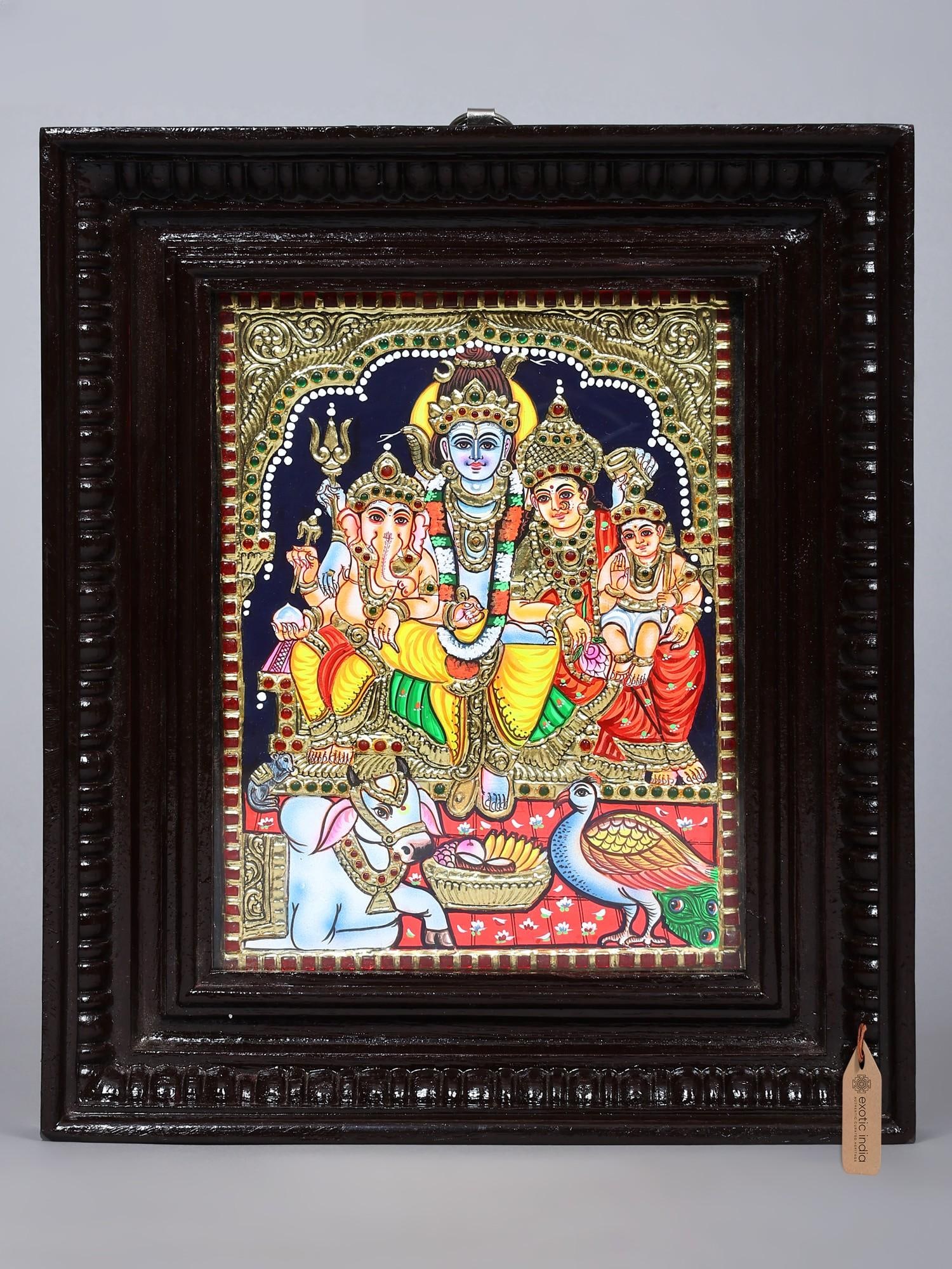 Shiva Family | Framed Tanjore Painting (1 of 2)