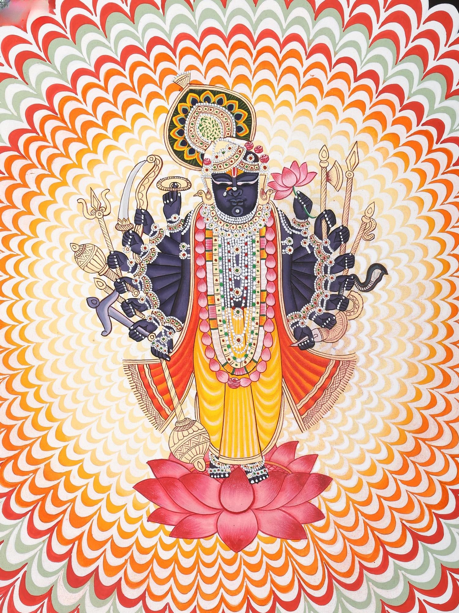 Sixteen Armed Shrinathji | Pichwai Painting - 2