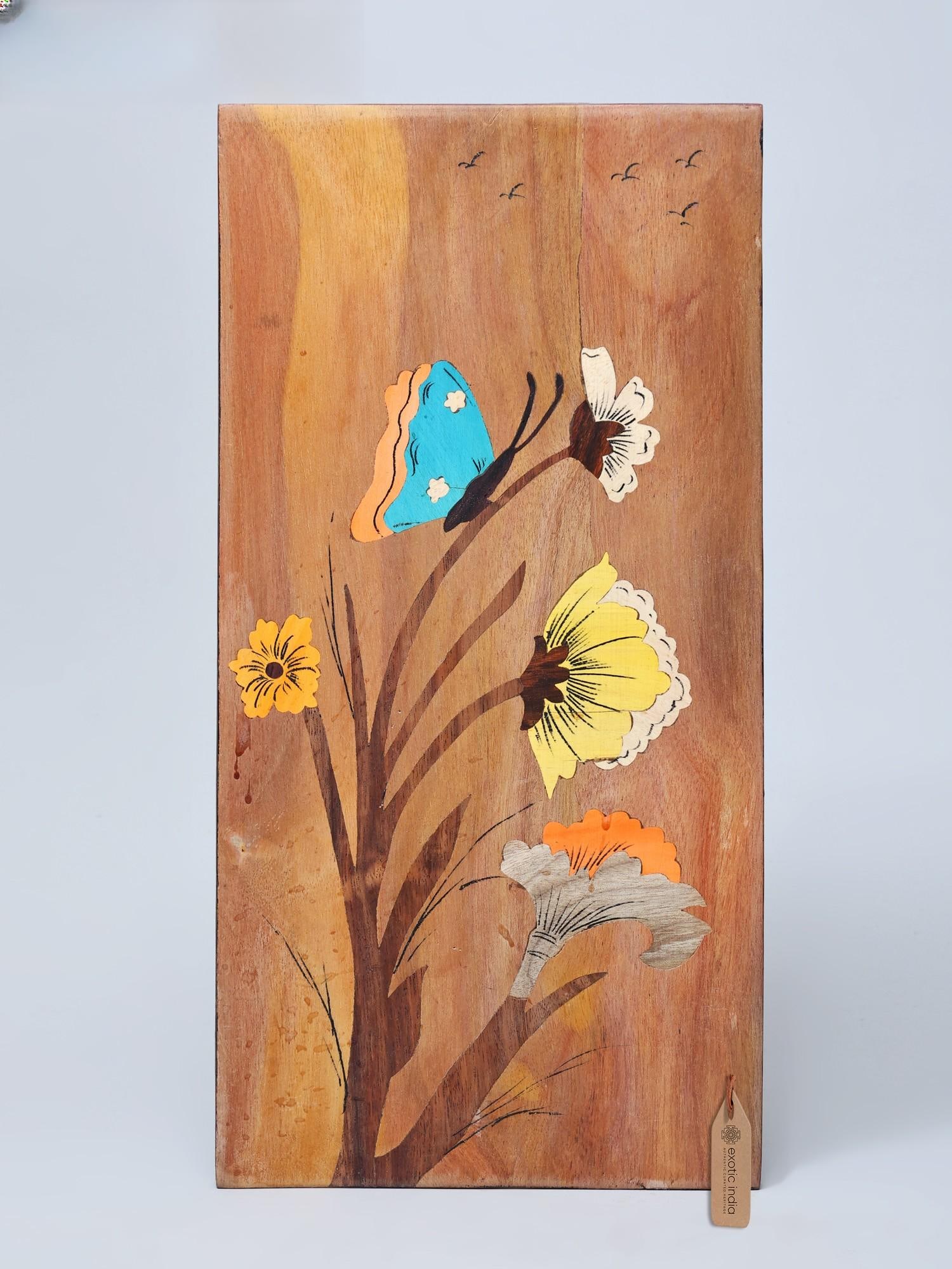 12" A Loving Moment Of Life - The Butterfly | Rosewood Panel With Inlay Work: Title: 12" A Loving Moment Of Life - The Butterfly | Rosewood Panel With Inlay Work Description: Mysore Wooden Inlay Panels Painting Reserve: $47.00 Shipping: Domestic: Shipping rates are determined
