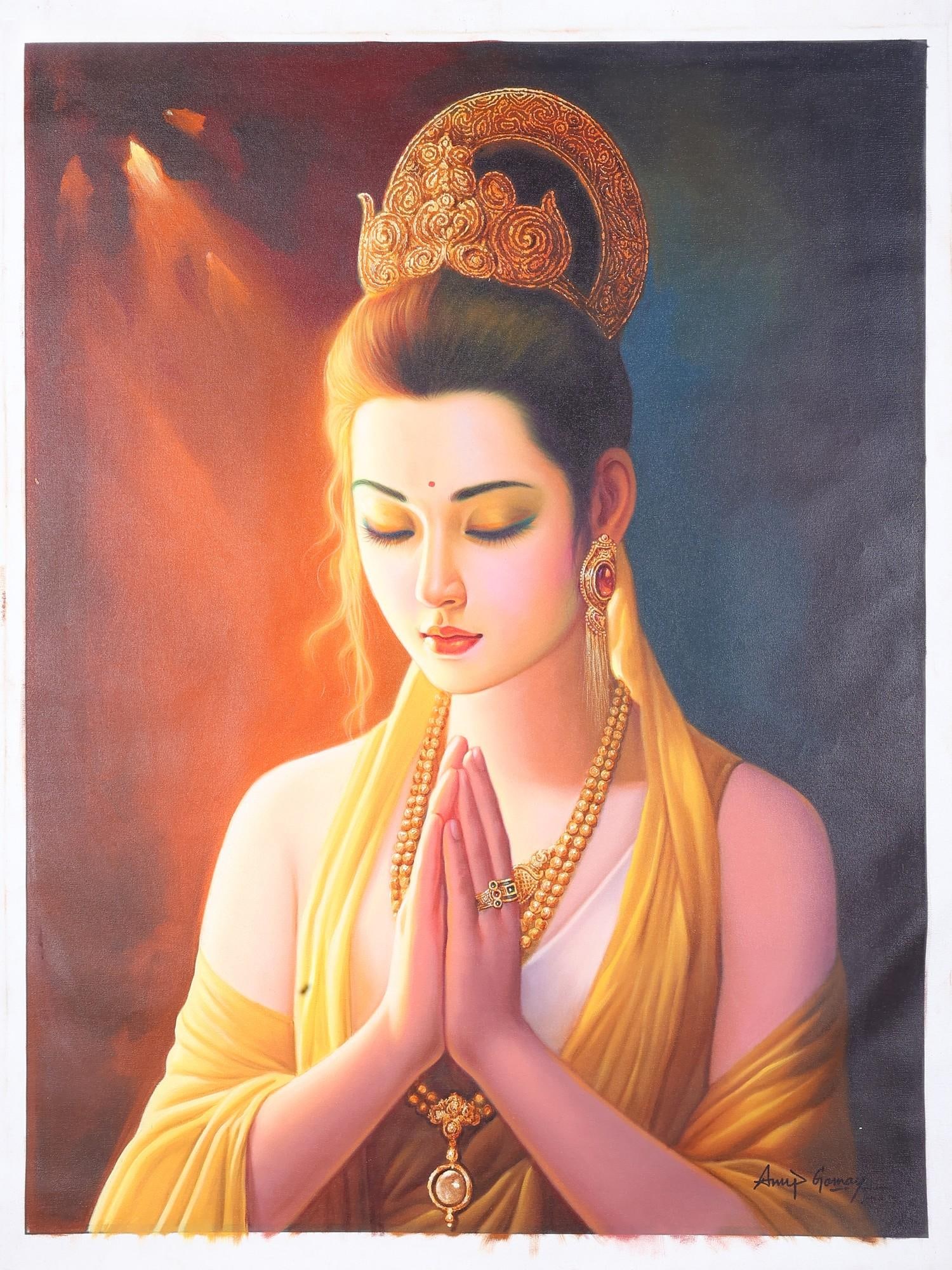 Eternal Reverence | Oil Painting on Canvas: Title: Eternal Reverence | Oil Painting on Canvas Description: Oil Paintings Reserve: $782.00 Shipping: Domestic: Shipping rates are determined by destination International: Foreign shipping rates are